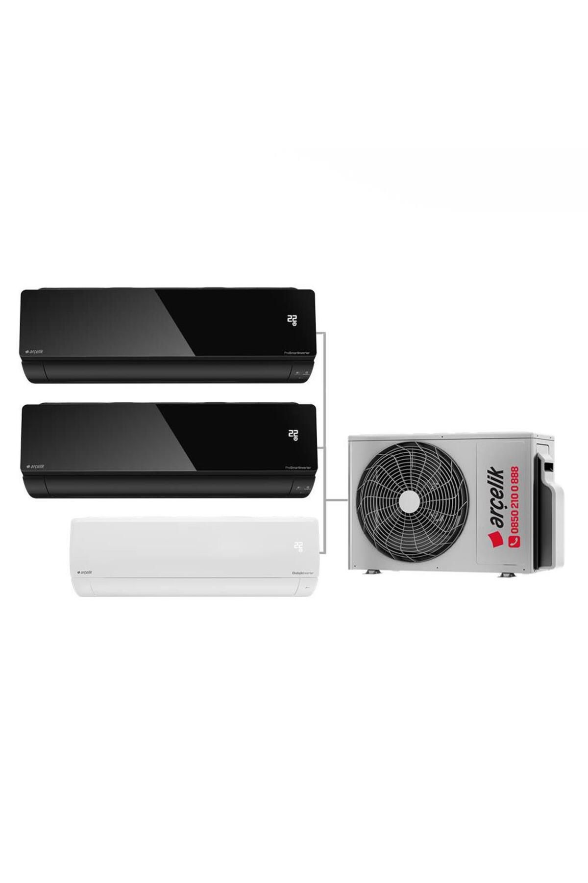 Arçelik Karma Multi Sistem Duvar Tipi 3+1 İnverter 9+12 BTU (Siyah) 12 BTU (Beyaz) - 24000 BTU Dış Ü