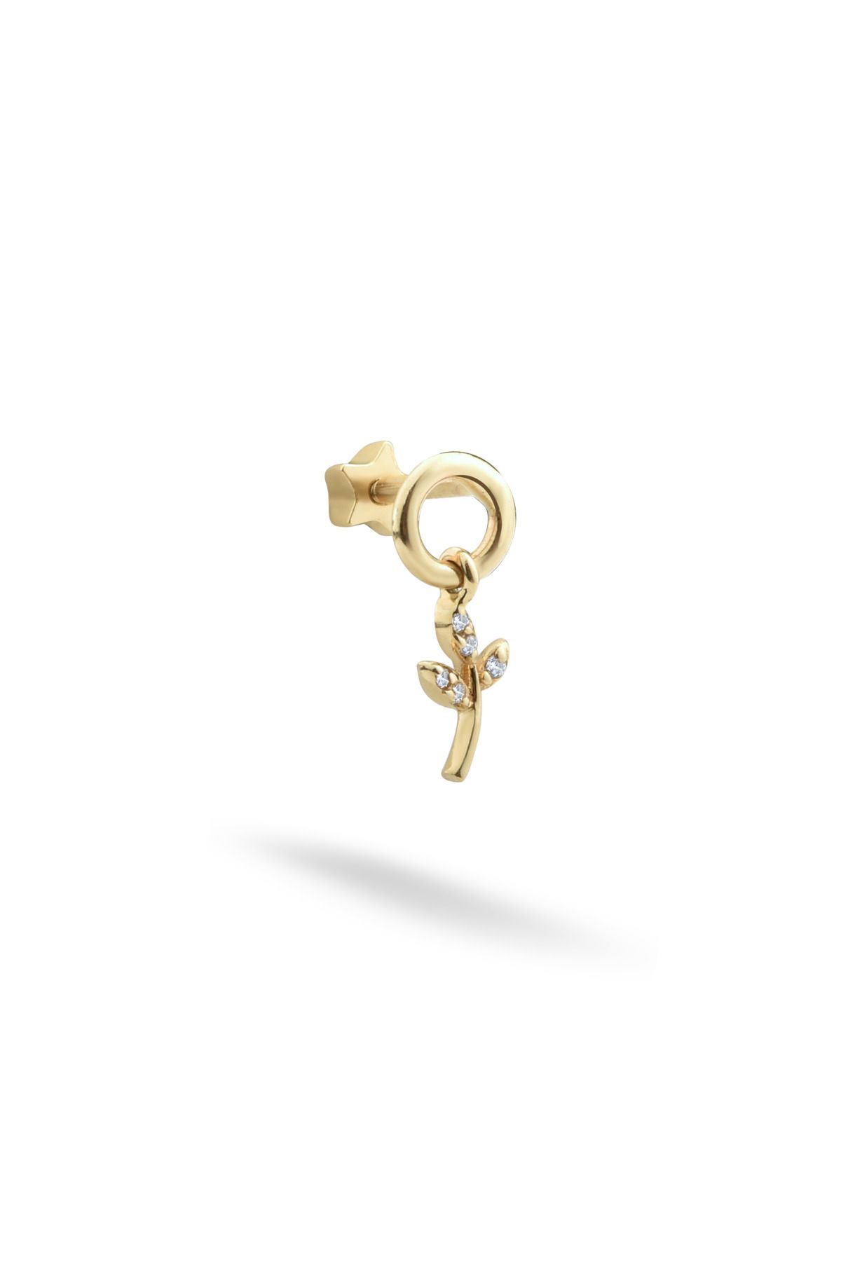 Lunia Atelier Yaprak Sallanan Altın Piercing
