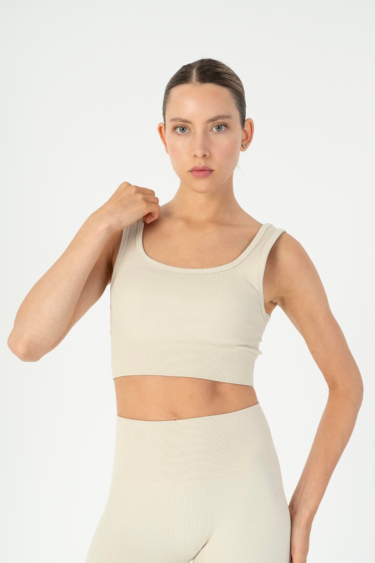 MARATON SlimFit Kadın Düz Yaka Kolsuz Kil Rengi Bra 813097