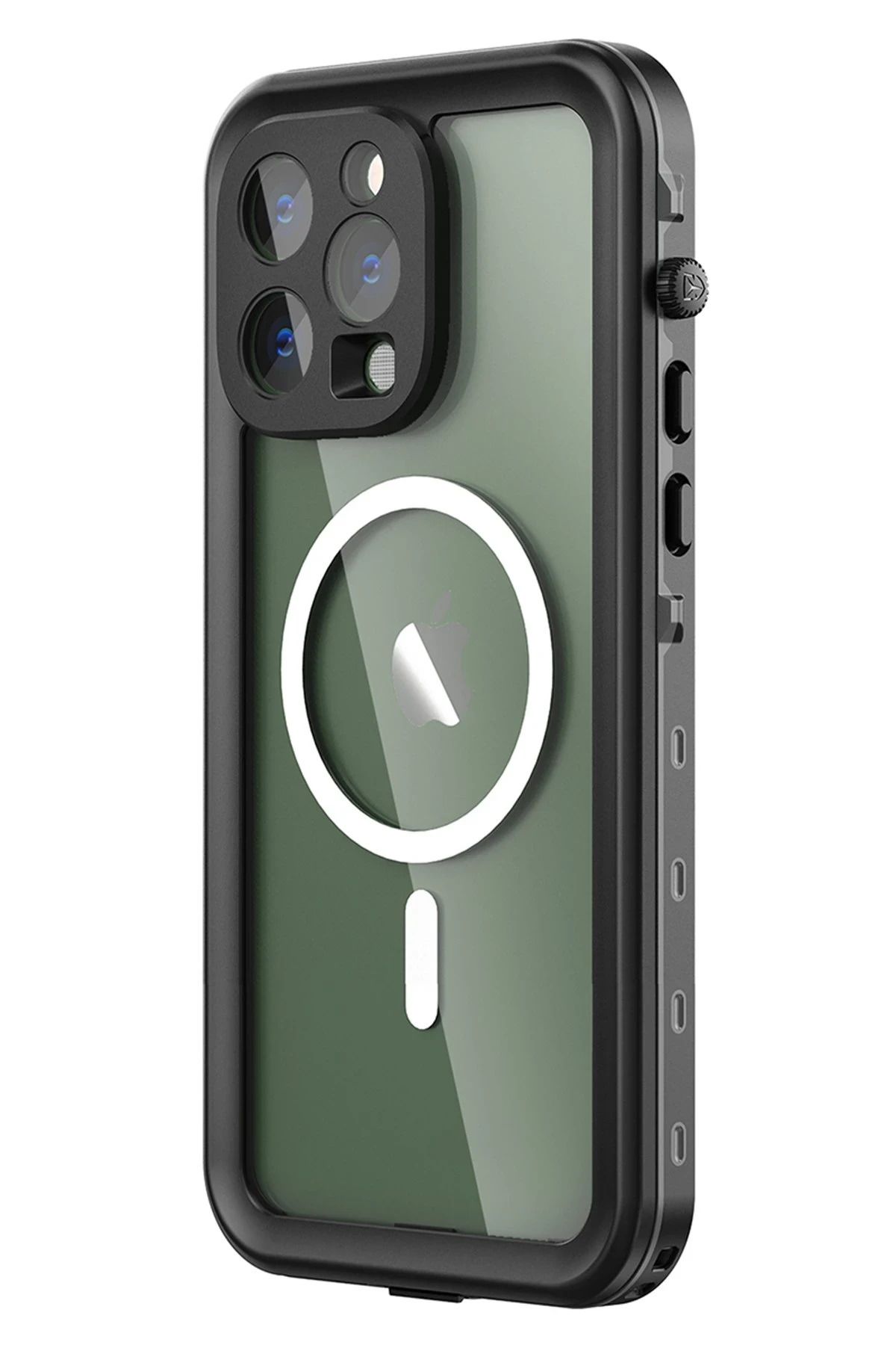 NewFace iPhone 14 Pro Max Kılıf Red Pepper Magneticsafe Su Geçirmez Kılıf - Siyah-Gri FERRG