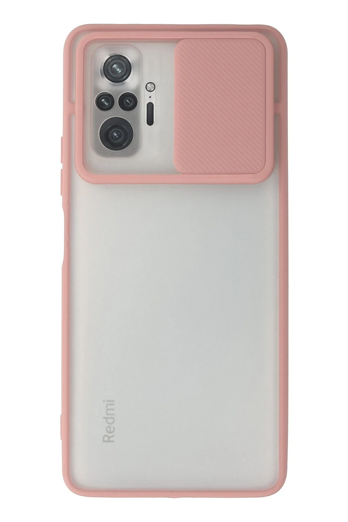 NewFace Xiaomi Redmi Note 10 Pro Kılıf Palm Buzlu Kamera Sürgülü Silikon - Pembe NRMSA