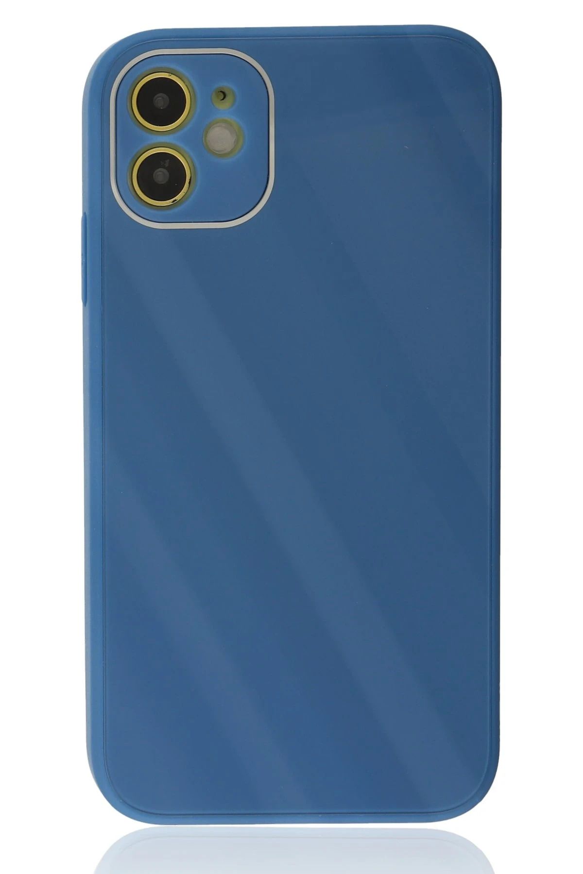 NewFace iPhone 12 Kılıf Glass Kapak - Mavi INSLM
