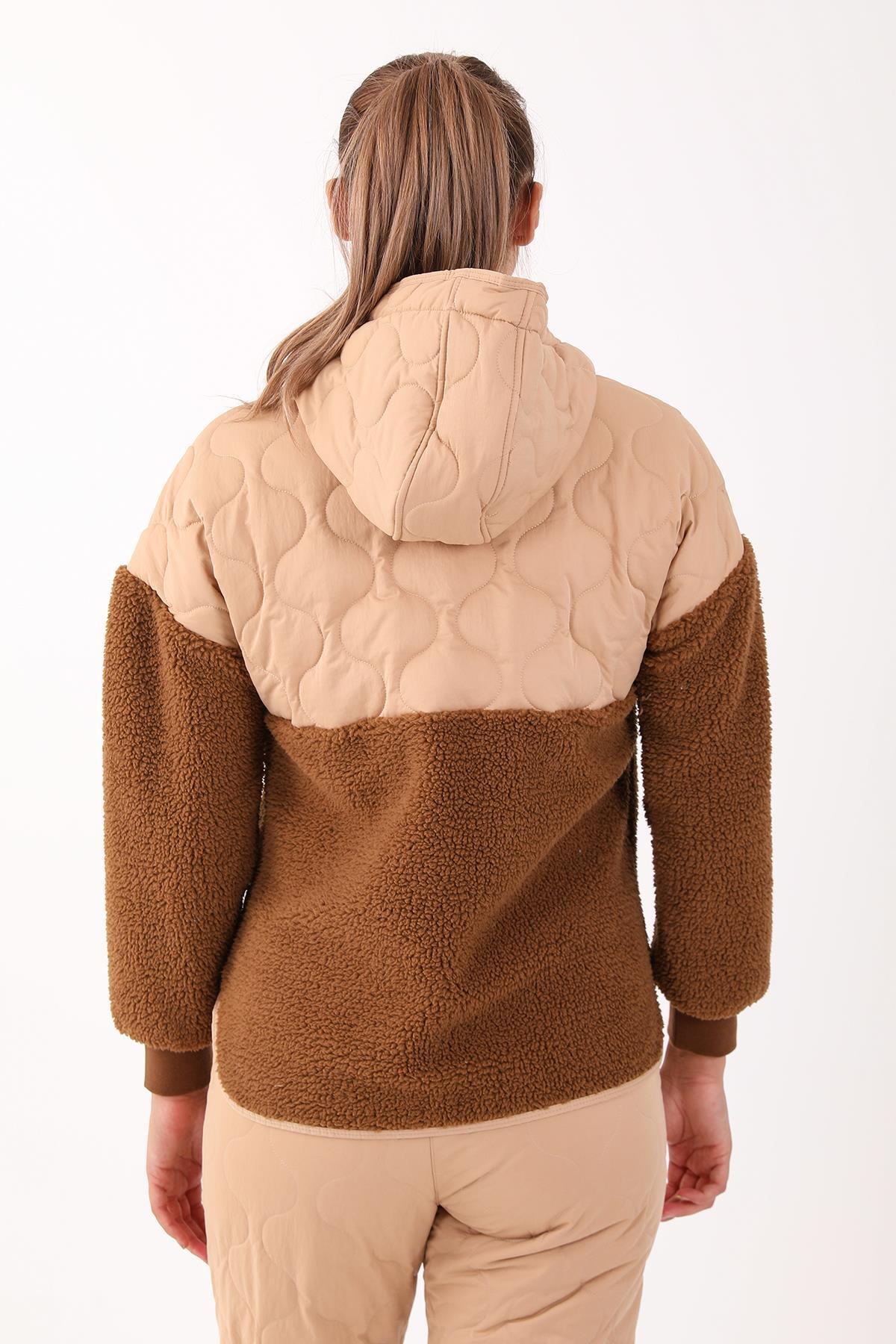 MARATON Comfort Kadın Kapüşonlu Taba Sweatshirt görsel 2