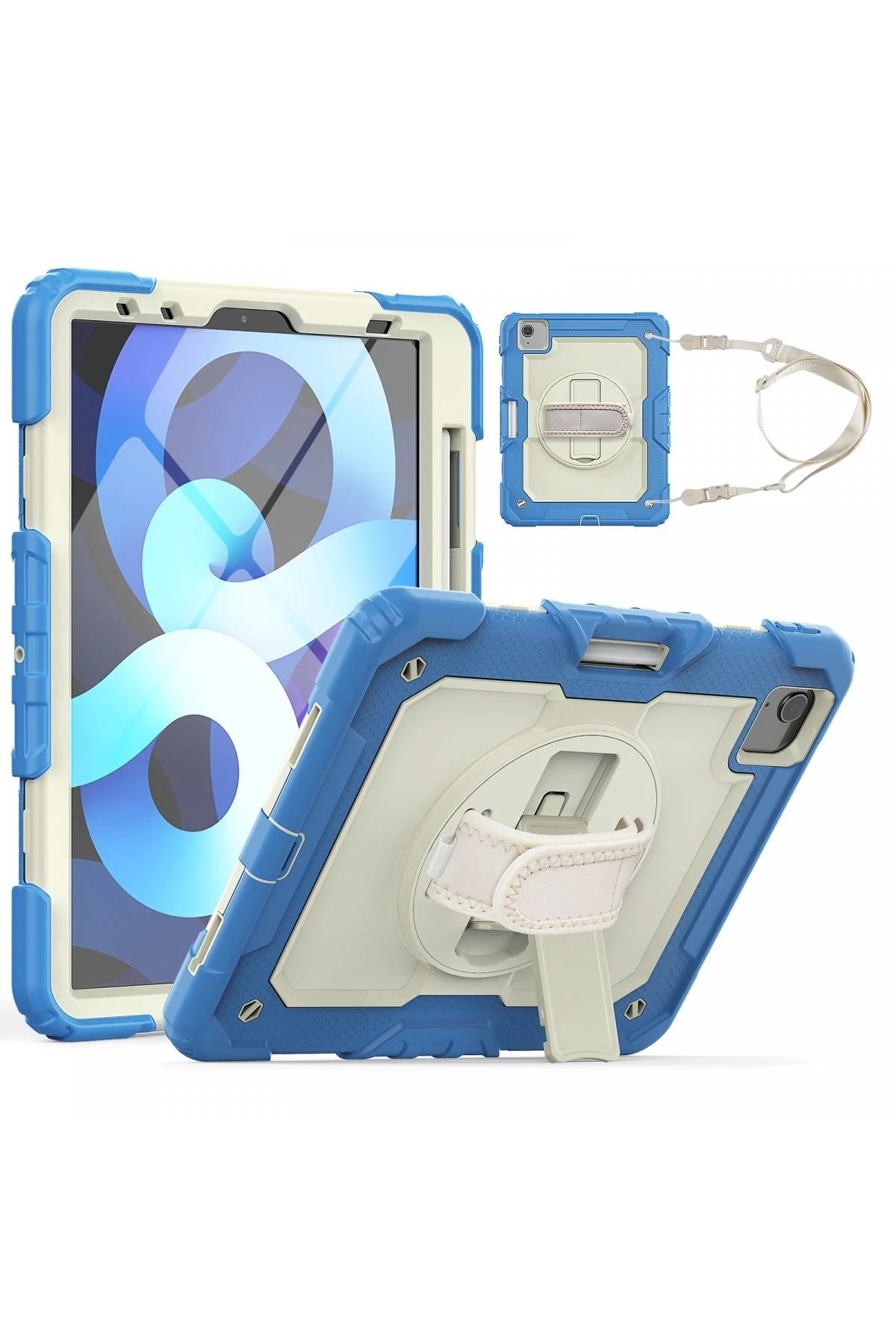 NewFace iPad Pro 11 (2020) Kılıf Strap New Tablet Kapak - Mavi JOJUA