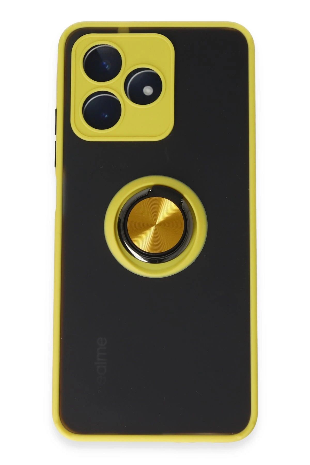 NewFace Realme C53 Kılıf Montreal Yüzüklü Silikon Kapak - Sarı JOJUA