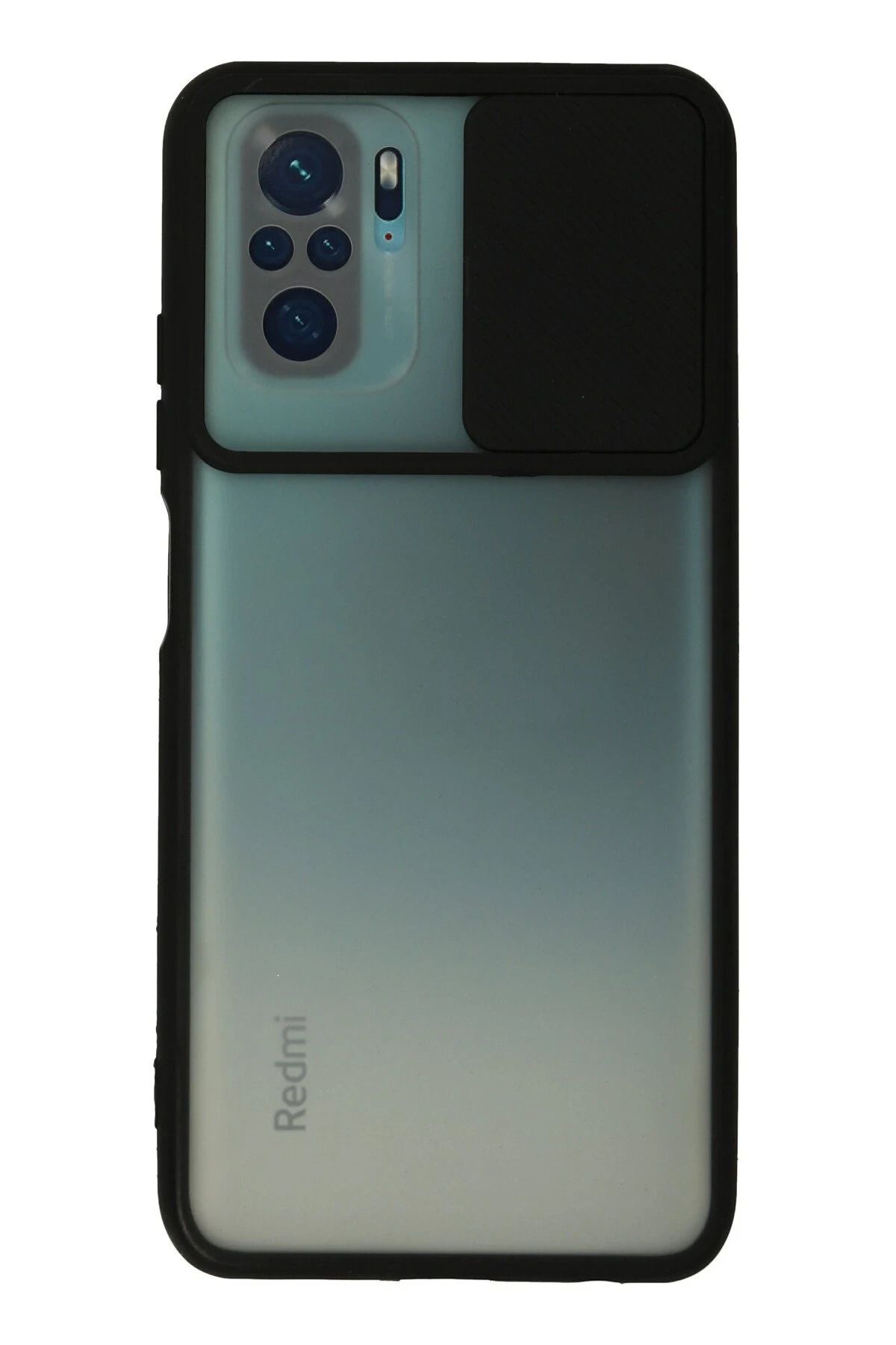 NewFace Xiaomi Redmi Note 10 Kılıf Palm Buzlu Kamera Sürgülü Silikon - Siyah YNSMR