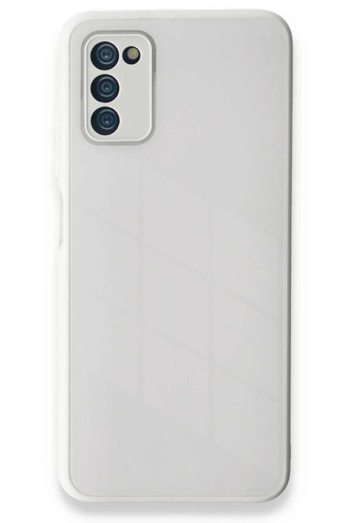 NewFace Samsung Galaxy A03S Kılıf Glass Kapak - Beyaz INSLM