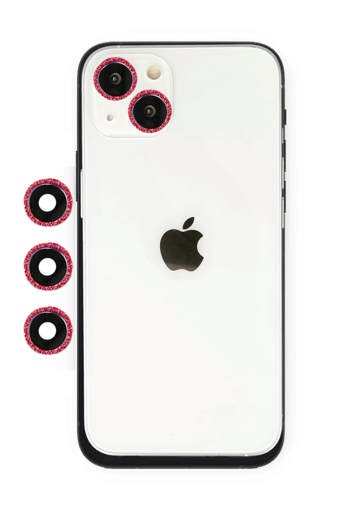 NewFace iPhone 14 Uyumlu Shine Kamera Lens - Kırmızı HNZRN