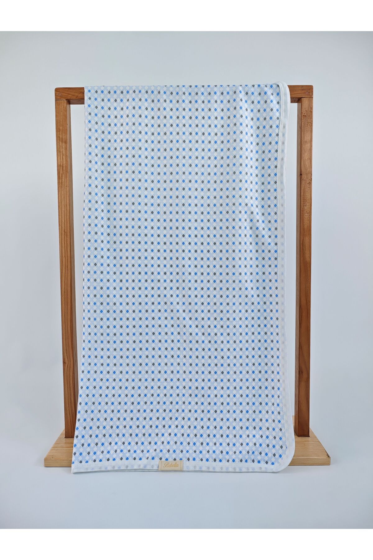 Bebella Desenli %100 Pamuklu Tek Katlı Bebek Battaniyesi 90x85cm Kız/Erkek Kundak Mevsimlik Çok Amaçlı Örtü