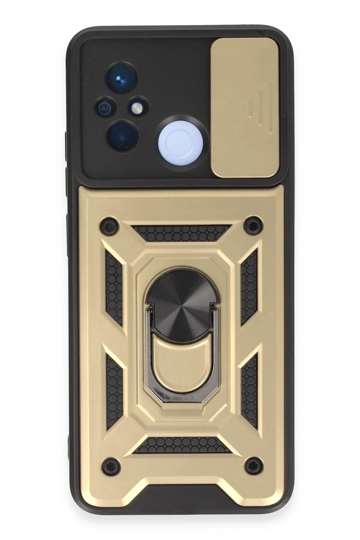 NewFace Xiaomi Redmi 12C Kılıf Pars Lens Yüzüklü Silikon - Gold JOJUA