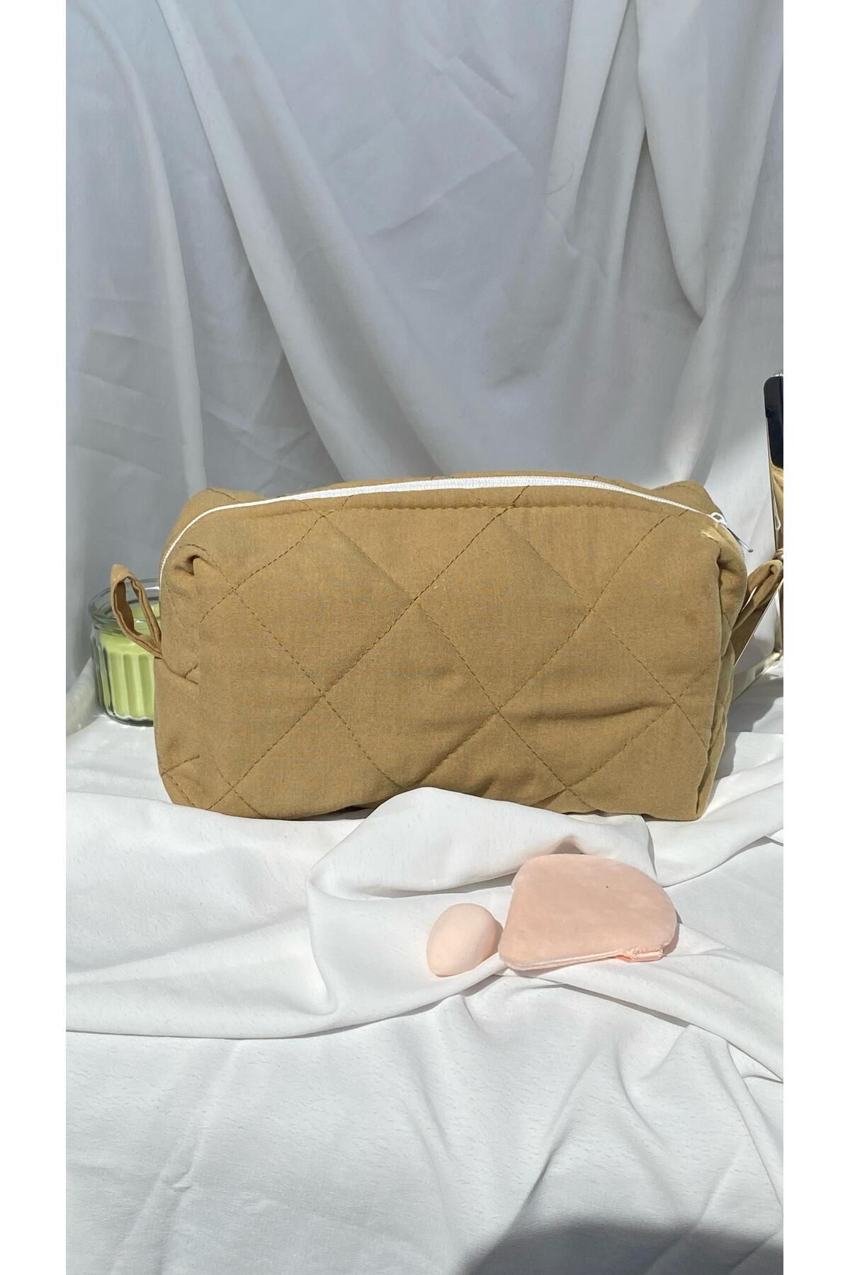 cosybag. Geantă De Machiaj Din Țesătură Matlasată, Maro - One Size
