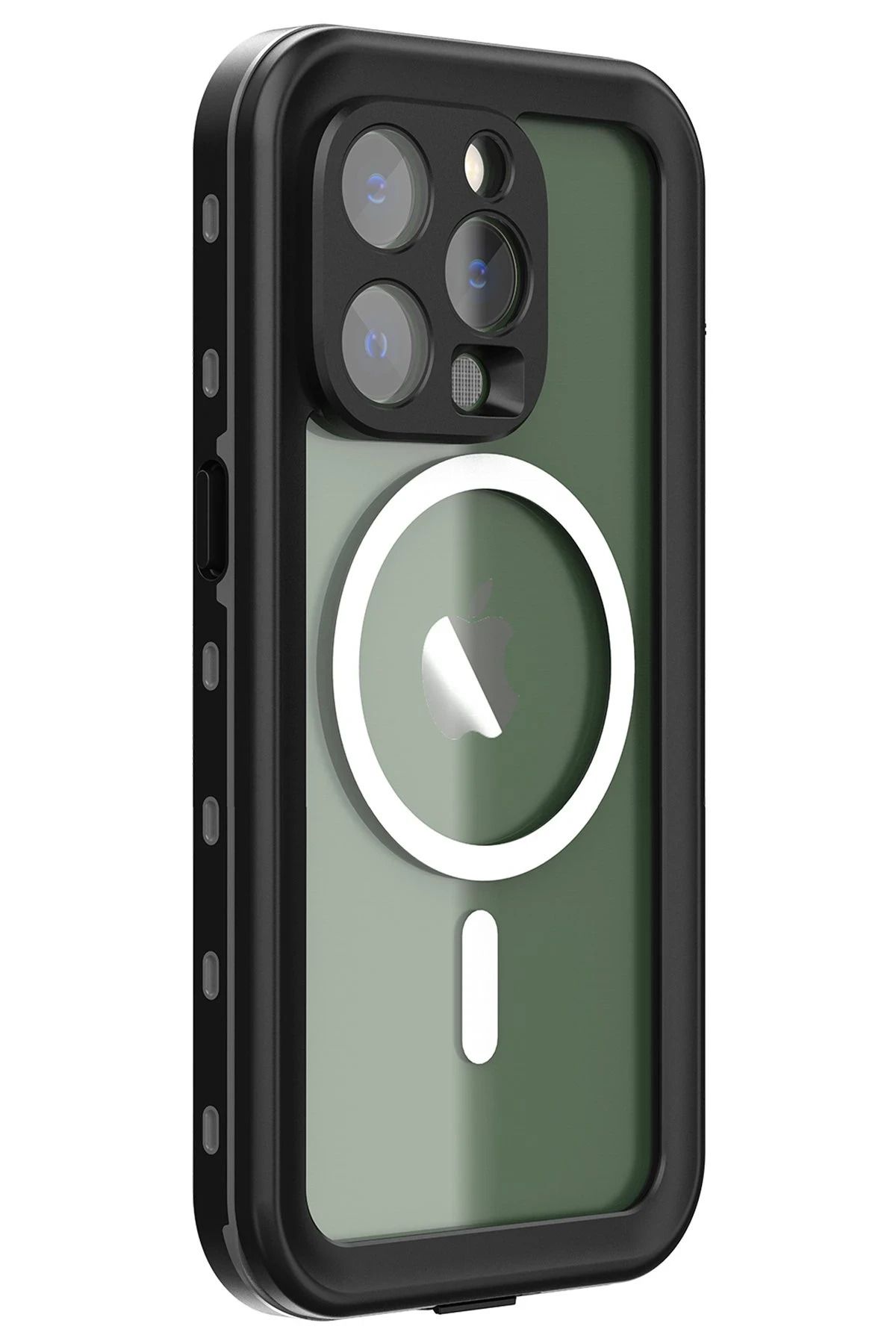 NewFace iPhone 14 Pro Kılıf Red Pepper Magneticsafe Su Geçirmez Kılıf - Siyah-Gri FERRG