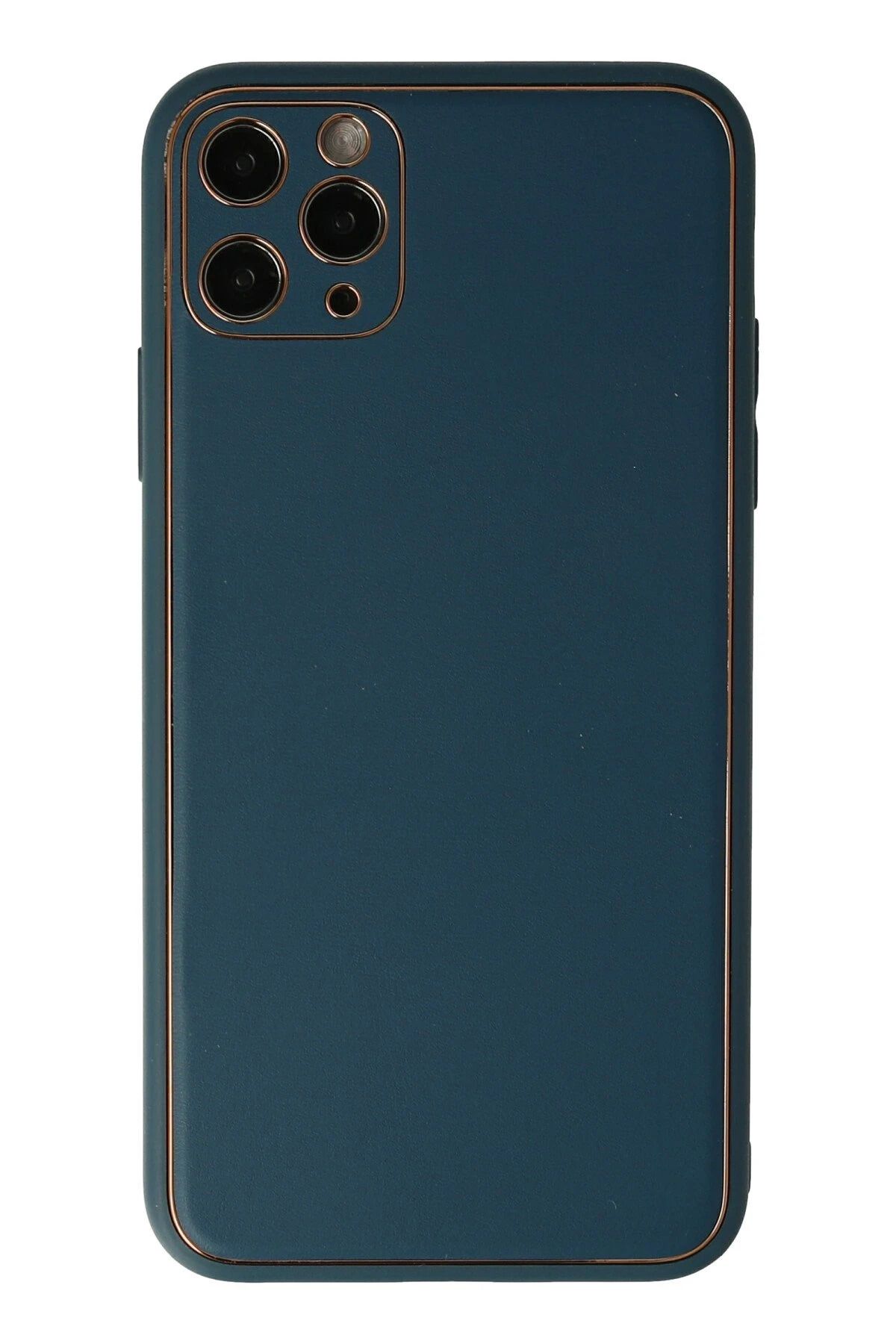 NewFace iPhone 11 Pro Max Kılıf Coco Deri Silikon Kapak - Mavi JOJUA