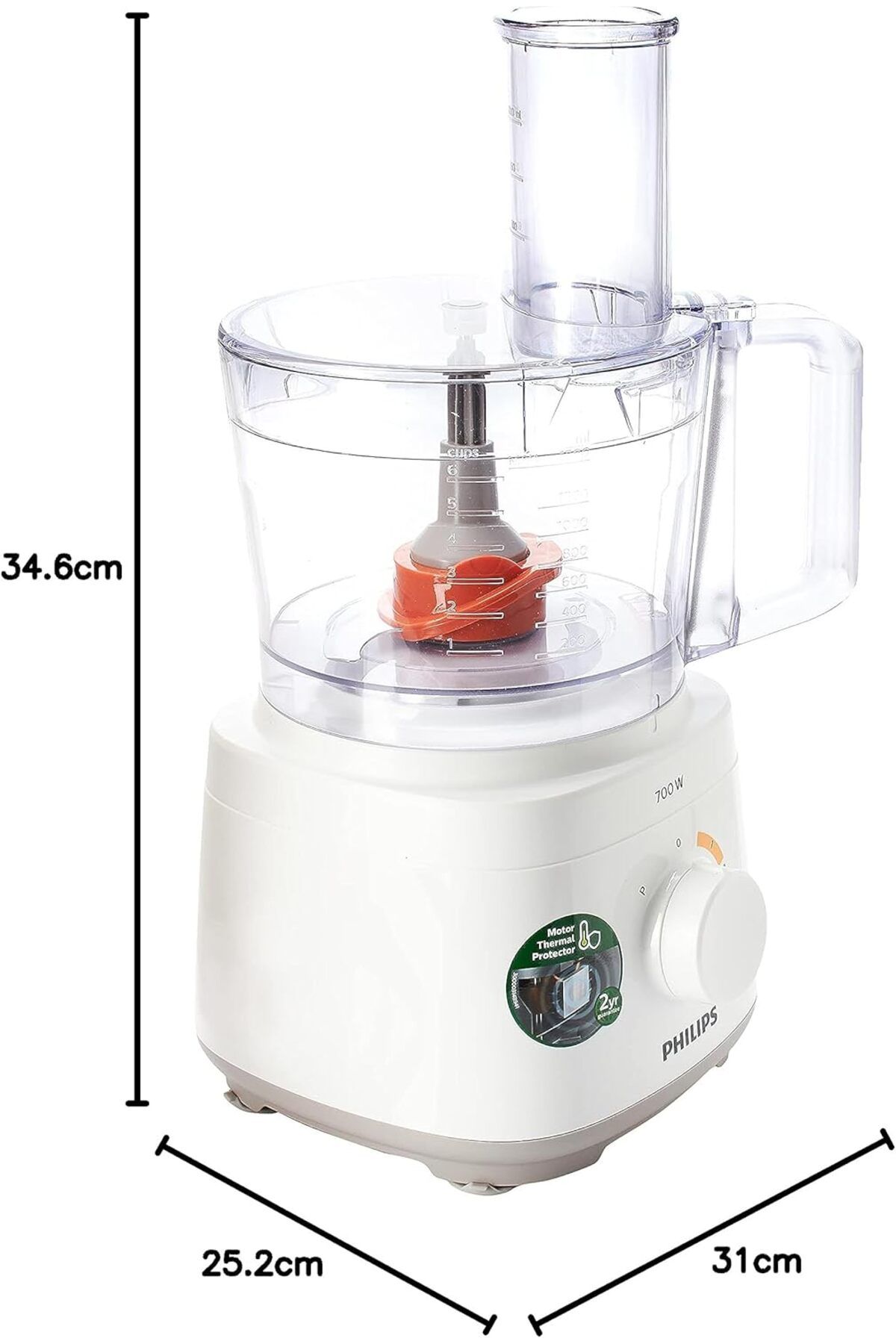 Philips-Philips Daily Collection Compact Food Processor HR7310/01, 700W, 16 Functions, In-bowl Storage, 2 Ye 5