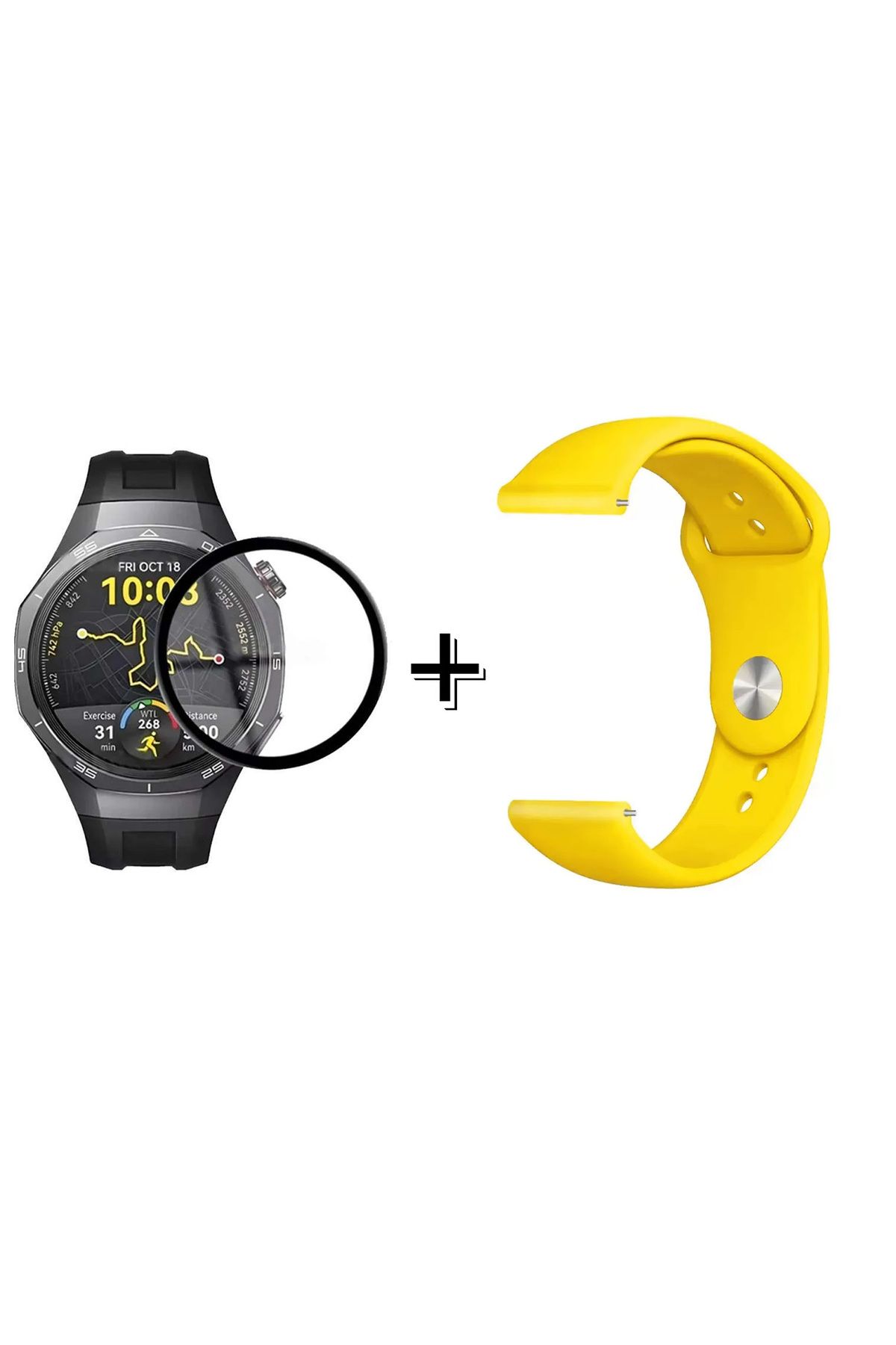 Forzacase Huawei Watch GT5 Pro 46mm ile uyumlu Silikon Kordon Kayış + Ekran Koruma Filmi - FC875
