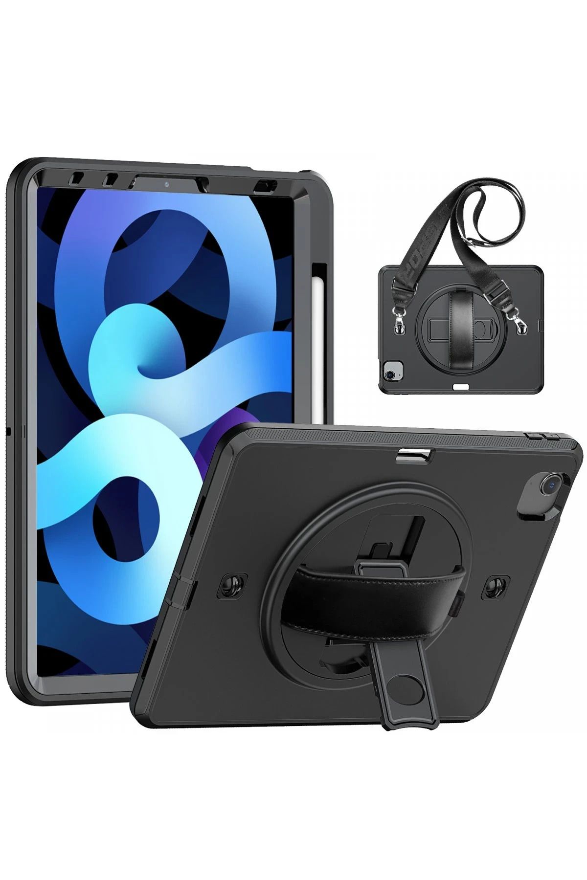 NewFace iPad Pro 11 (2020) Kılıf Strap-C Otterbox Tablet Kapak - Siyah HNZRN