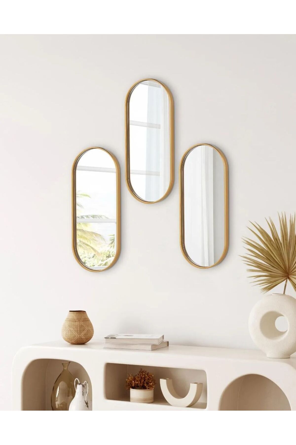 USTAOGLUHOME 3 LÜ DEKORATİF AYNA 30X15 CM