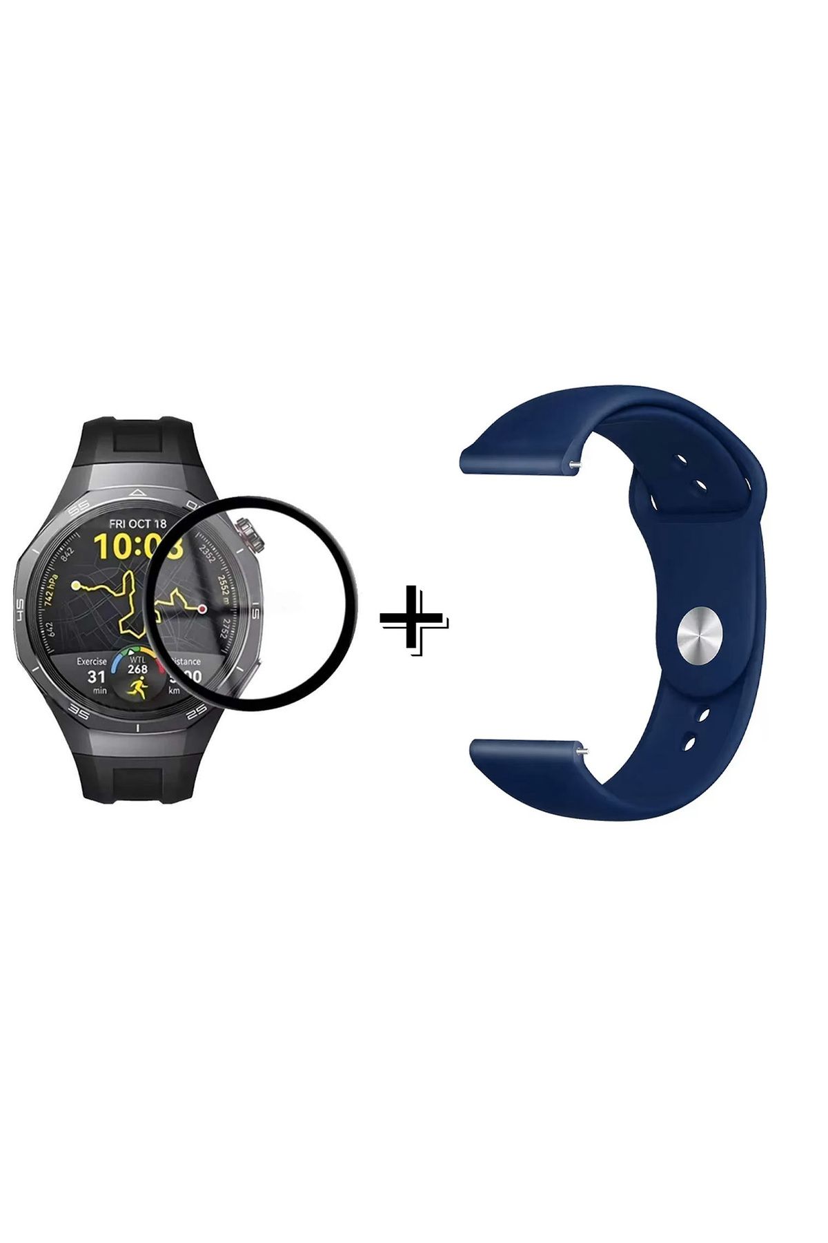 Forzacase Huawei Watch GT5 Pro 46mm ile uyumlu Silikon Kordon Kayış + Ekran Koruma Filmi - FC875