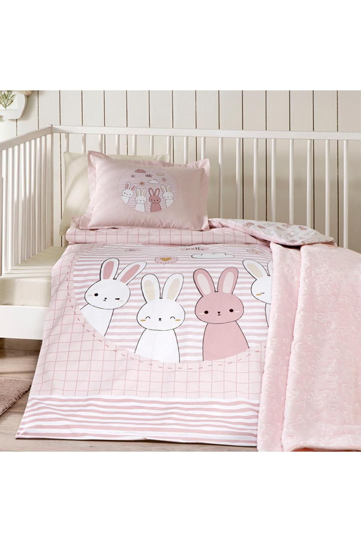Özdilek Özdilek Ranforce Bebek Battaniyeli Nevresim Takımı Hello Rabbit