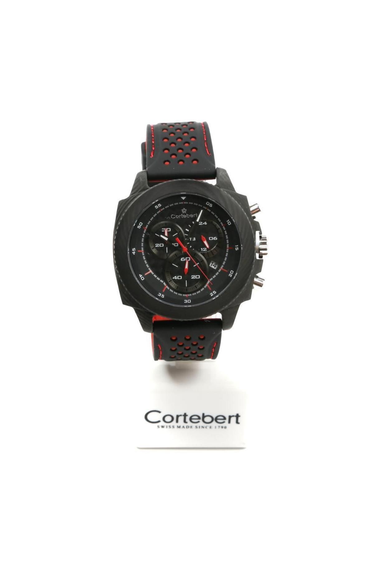 cortebert İsviçre Cortebert Karbon Kasa Erkek Kol Saati