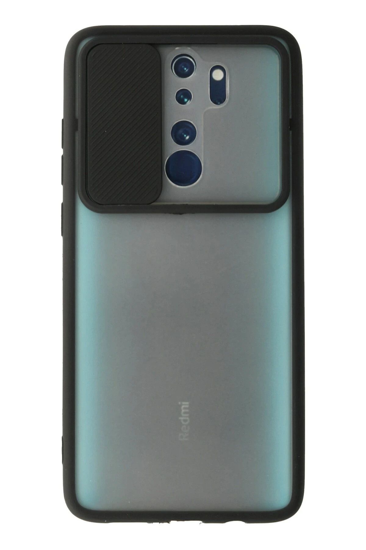 NewFace Xiaomi Redmi Note 8 Pro Kılıf Palm Buzlu Kamera Sürgülü Silikon - Siyah NRMSA