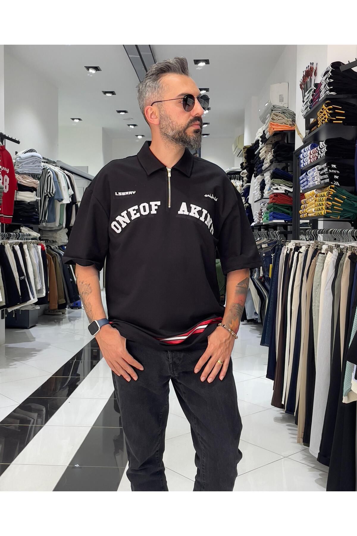 Higo Man 888 Baskılı Oversize Polo Yaka Erkek T-Shirt