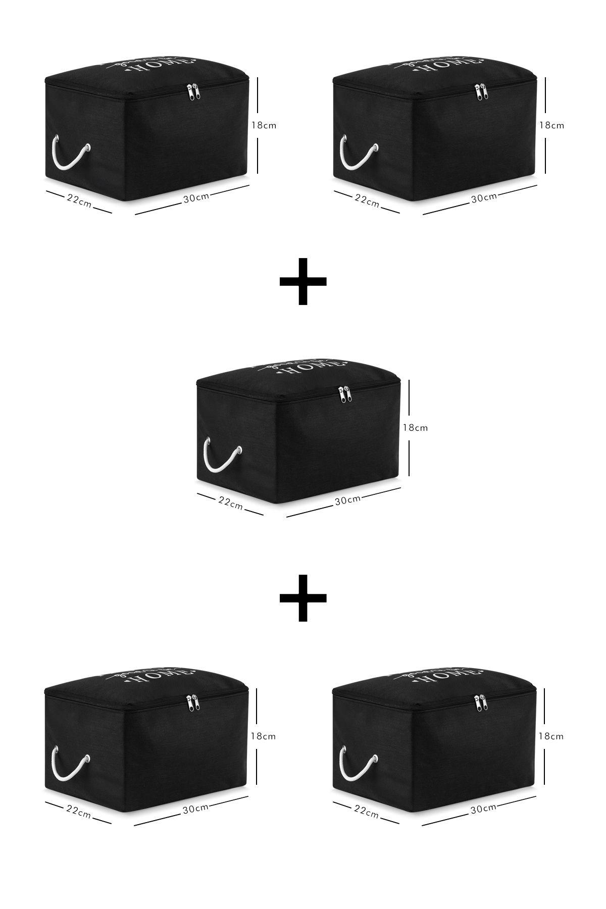 REKHOME-5 Pieces Black Small Size under Base Socks Suitcase Organizer Dowry Bundle Organizer Hurç / 30X22X18 8
