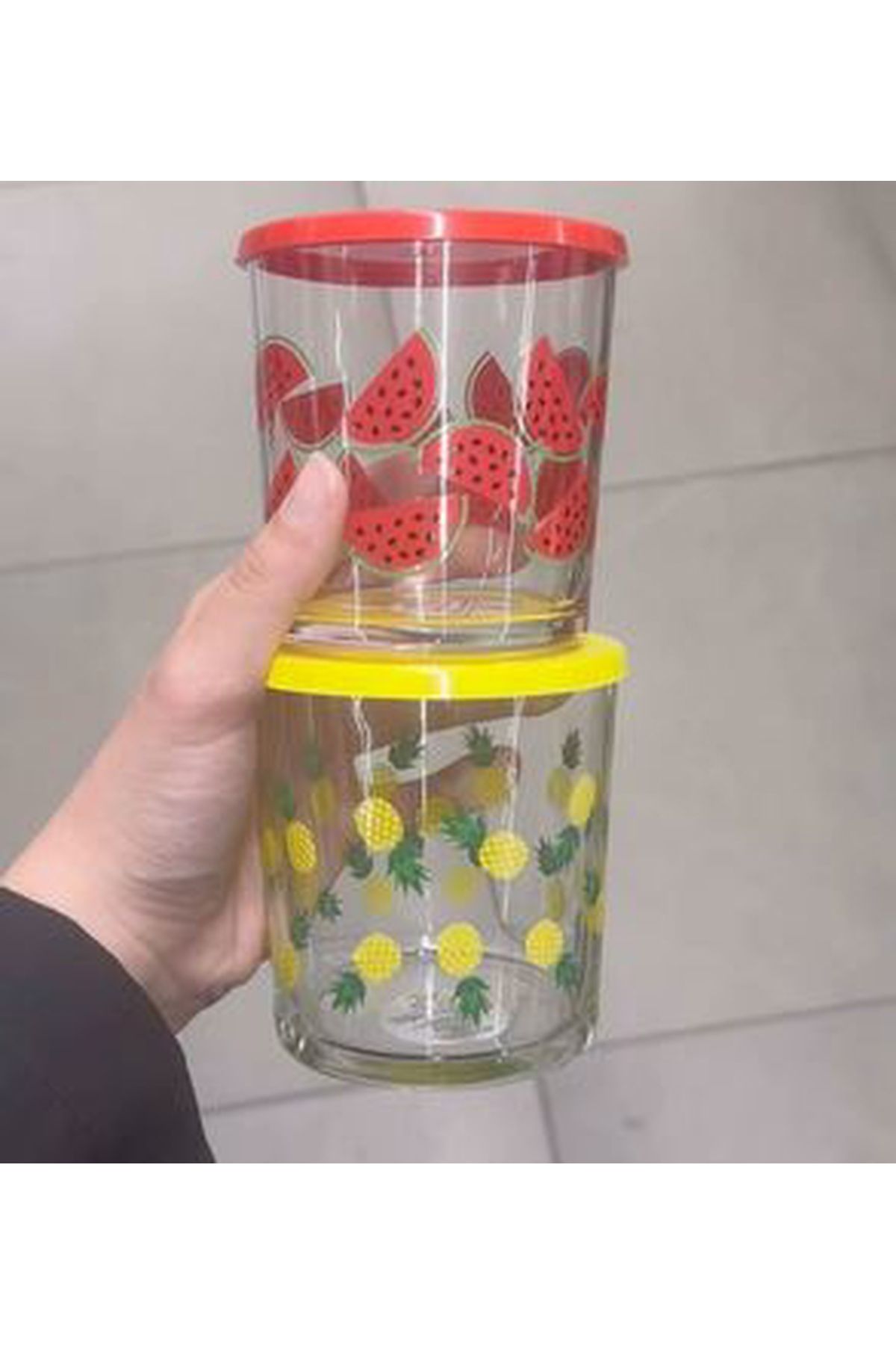 Paşabahçe-Bistro Patterned Storage Container with Lid 380 Cc Set of 3 3
