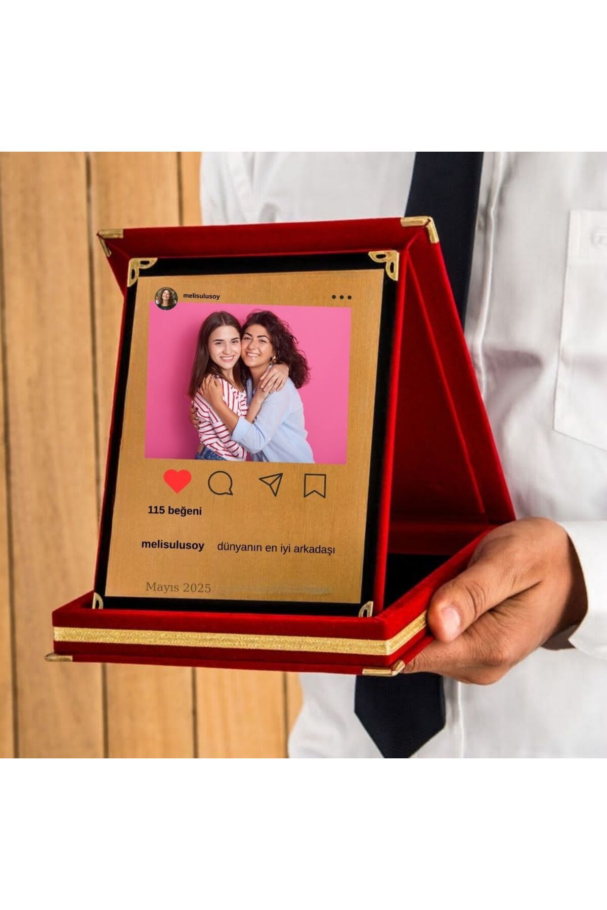 Hediye Vakti Arkadaşlara Özel Sosyal Medya Tasarımlı Fotoğraflı Hediye Plaket