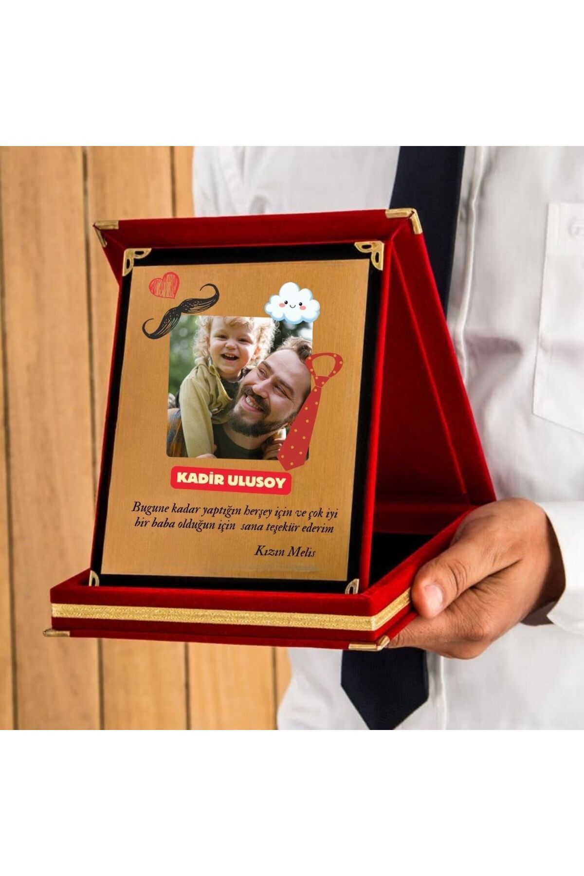 Hediye Vakti Babalar Günü Hediyesi Fotoğraflı Mesaj Yazılı Plaket