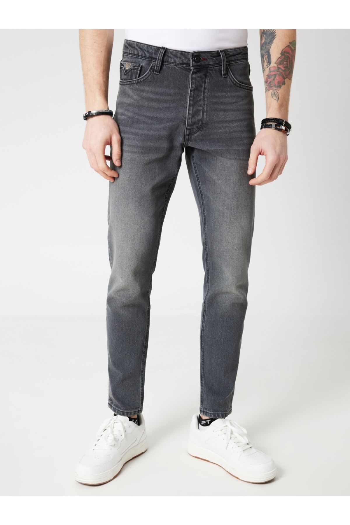 شلوار خاکستری مردانه Greg Slim Fit اورجینال Loft