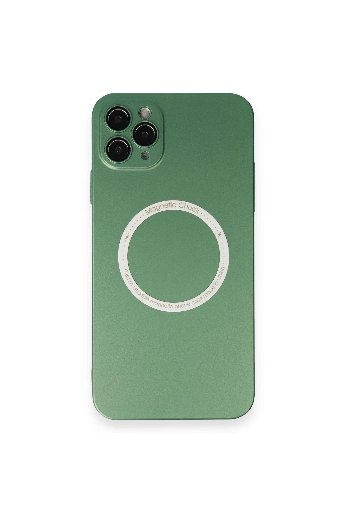 NewFace iPhone 11 Pro Max Kılıf Jack Magneticsafe Lens Silikon - Yeşil JOJUA