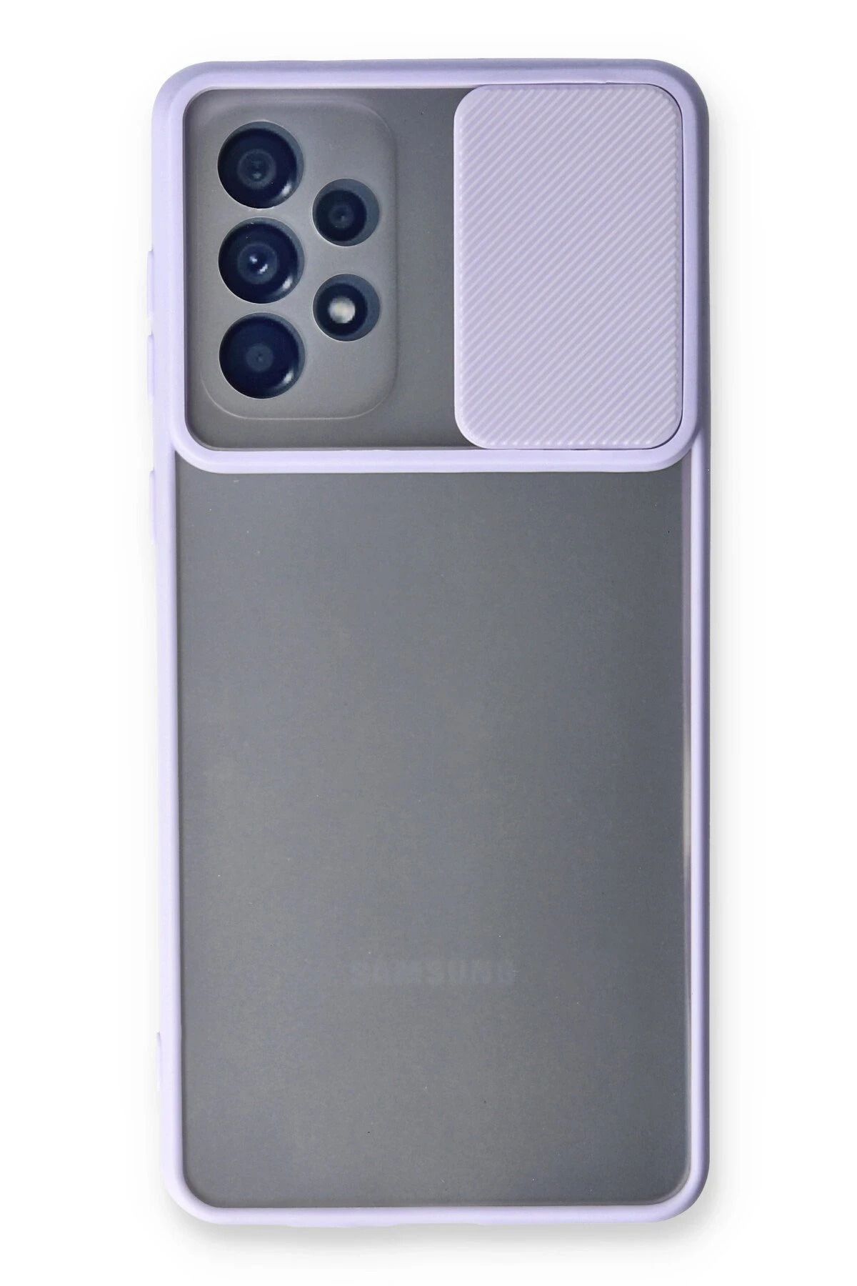 NewFace Samsung Galaxy A53 5G Kılıf Palm Buzlu Kamera Sürgülü Silikon - Lila NRMSA