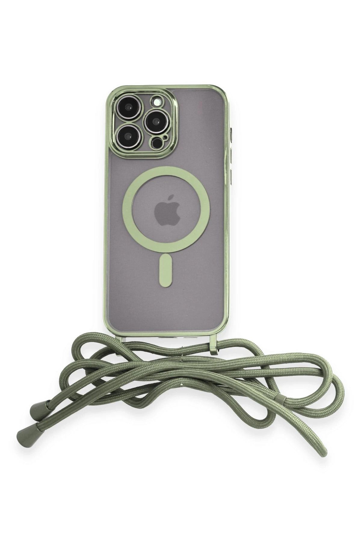 NewFace iPhone 12 Pro Uyumlu Kılıf Divo Lazer Askılı Magsafe Kapak - Koyu Yeşil INSLM