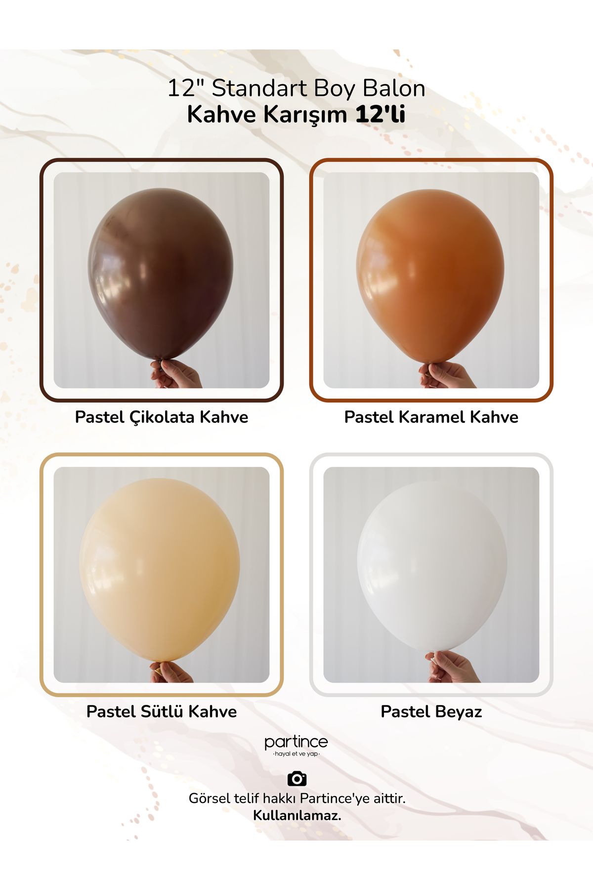 partince 12 Adet Standart Boy 12'' Karışım Balonlar