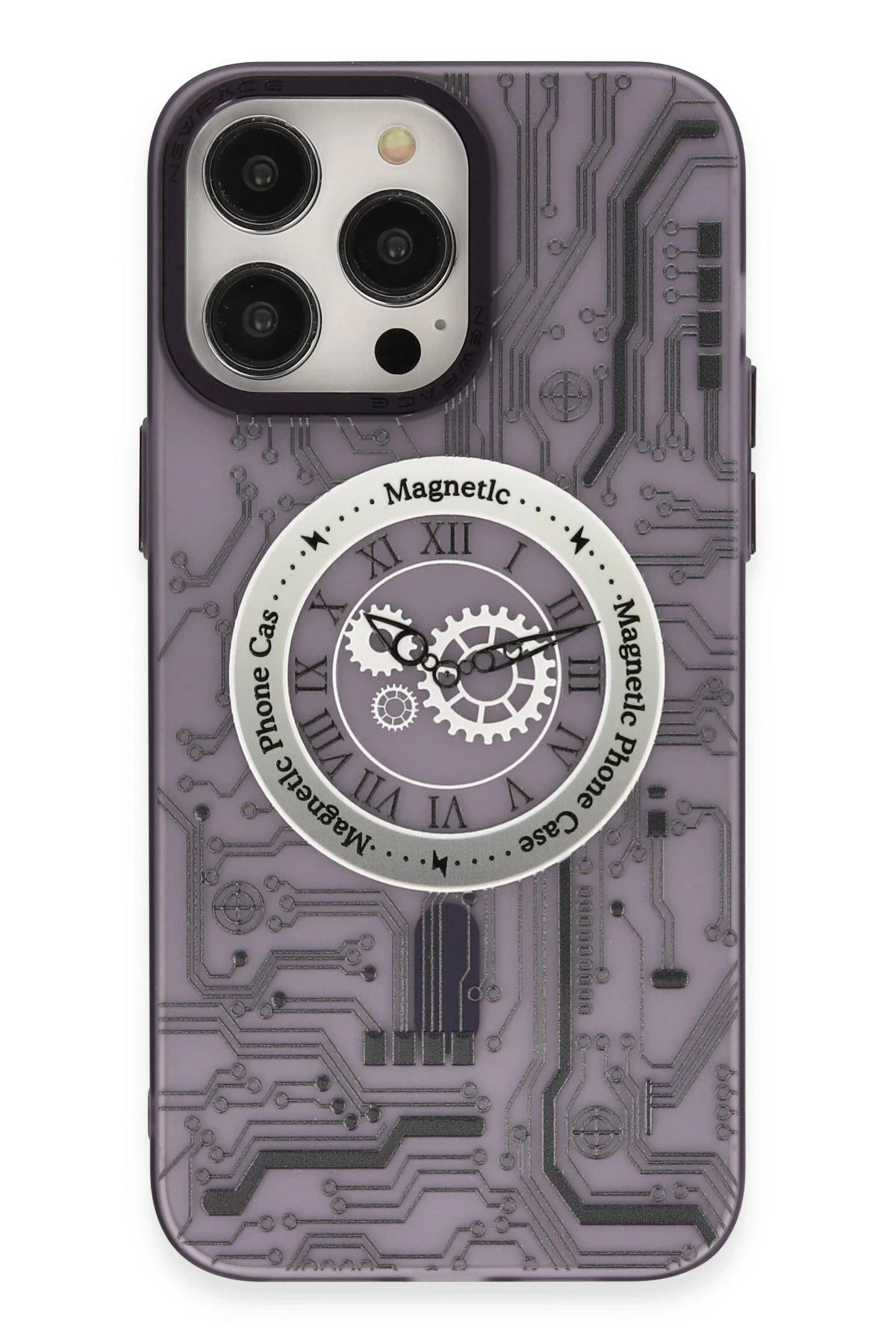 cepmoda iPhonE 14 PRO MAX | APOLLO Desenli İnce Sert Kamera Çıkıntılı Magsafe Telefon Kılıfı | Mor5