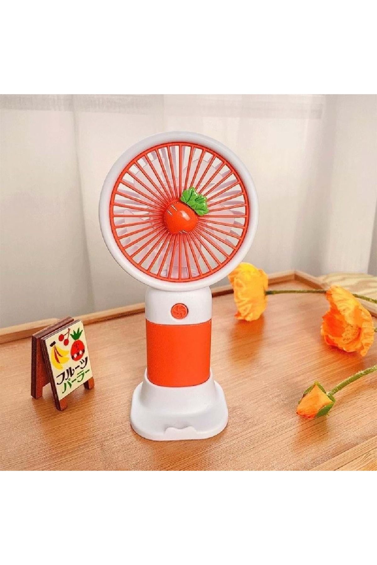 MetaForce Mini Fan Şarjlı Taşınabilir El Vantilatörü Telefon Standı Meyve Figürlü Usb Mini Fan 250Mah 5W Güçlü