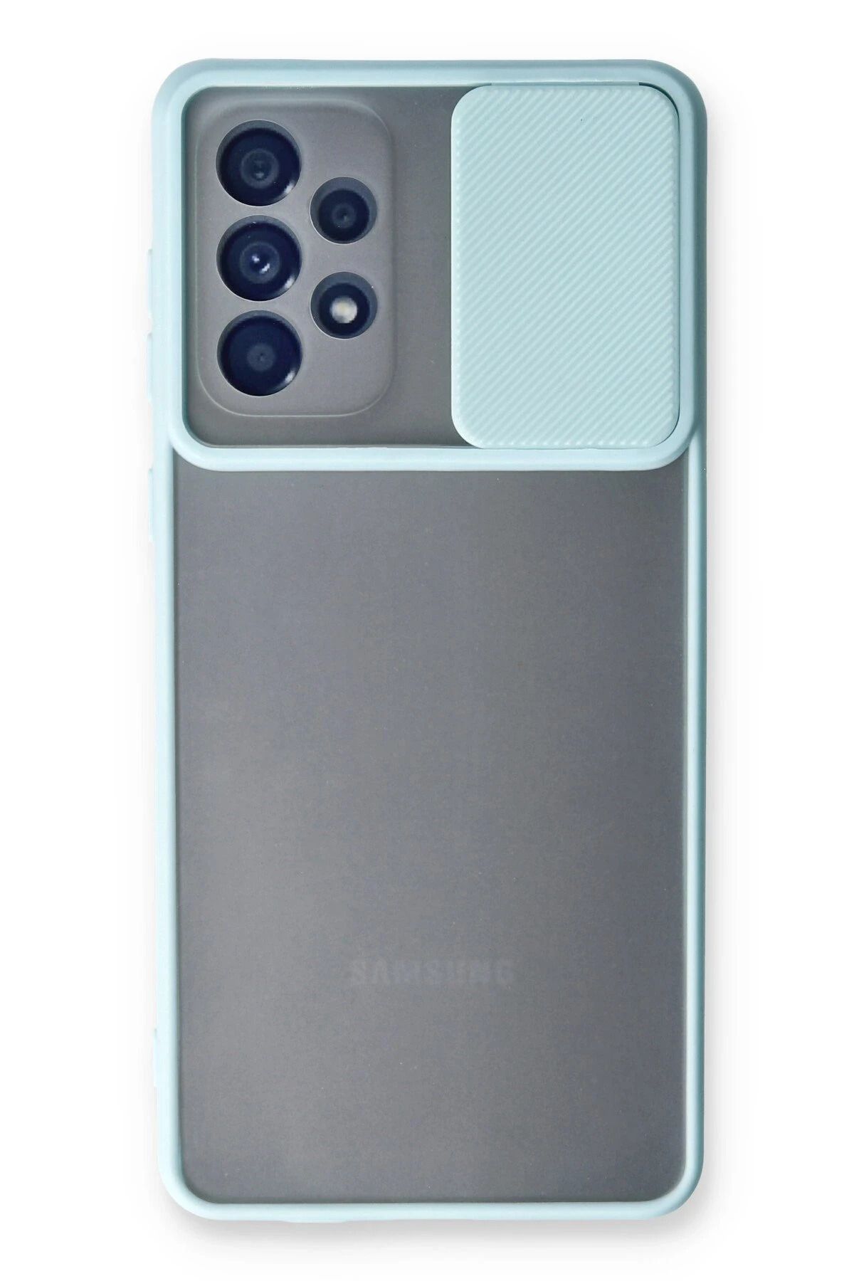 NewFace Samsung Galaxy A53 5G Kılıf Palm Buzlu Kamera Sürgülü Silikon - Turkuaz NRMSA