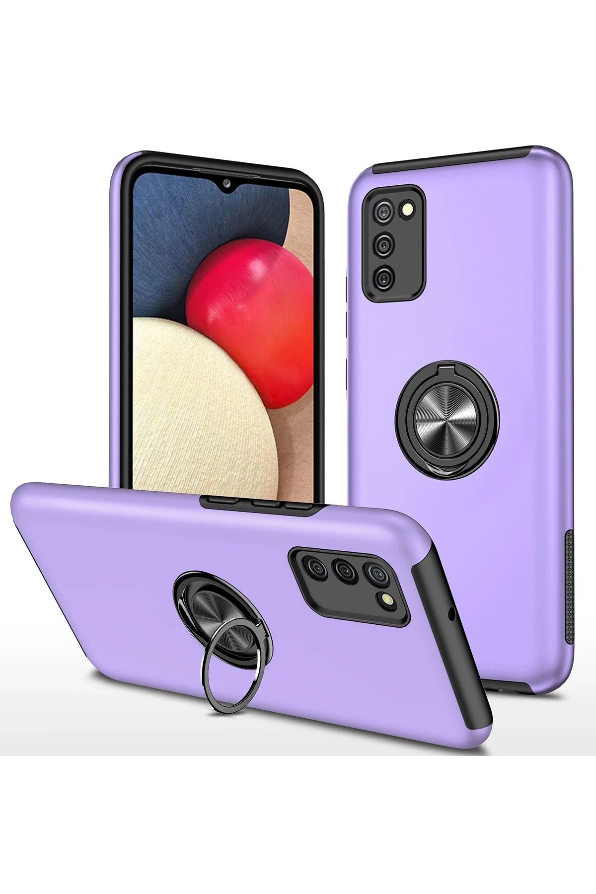 NewFace Samsung Galaxy A02S Kılıf Elit Yüzüklü Kapak - Mor JOJUA