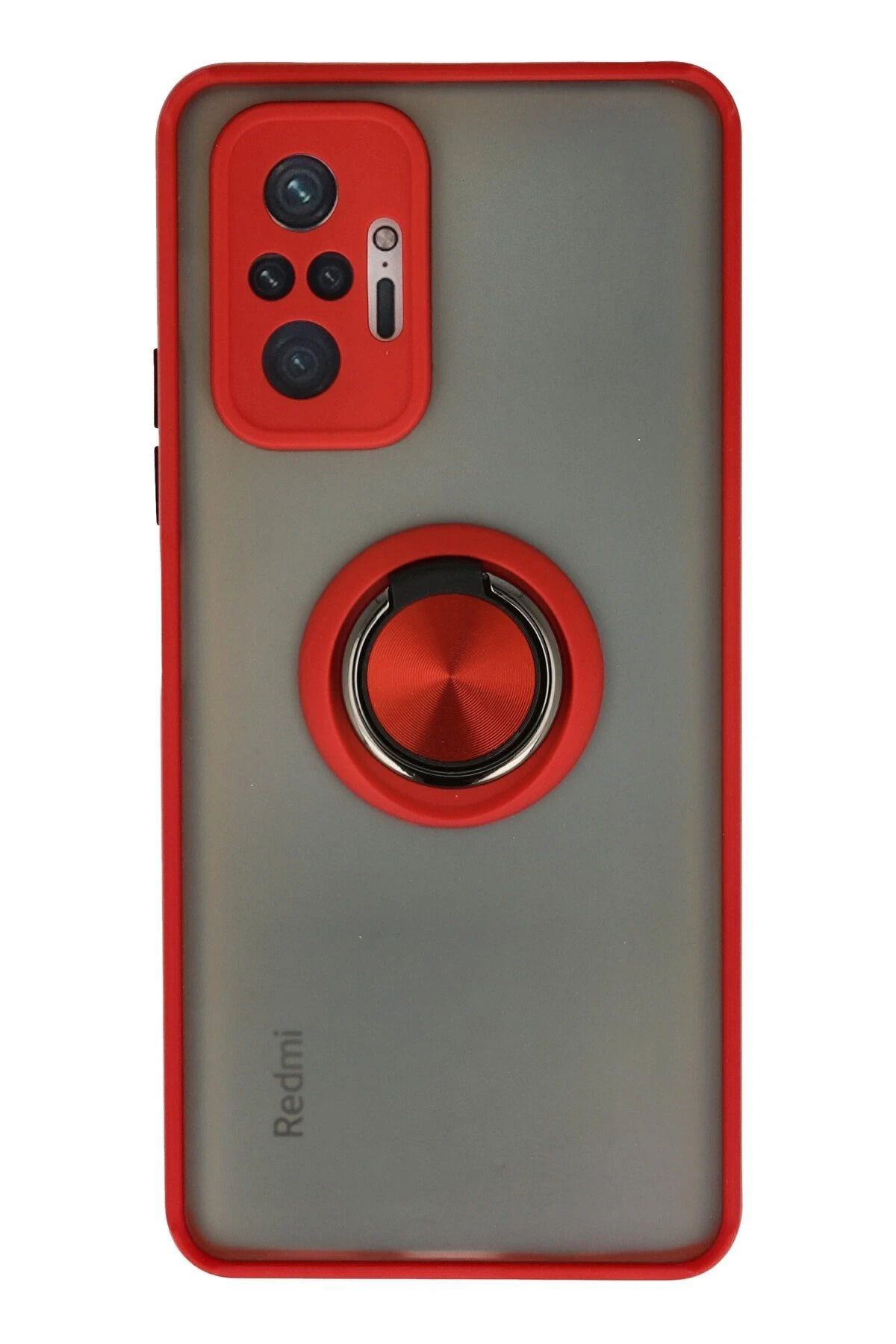 NewFace Xiaomi Redmi Note 10 Pro Kılıf Montreal Yüzüklü Silikon Kapak - Kırmızı FERRG