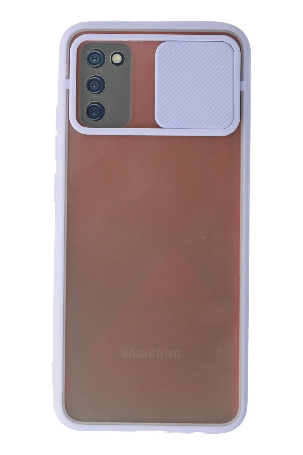 NewFace Samsung Galaxy A03S Kılıf Palm Buzlu Kamera Sürgülü Silikon - Lila JOJUA