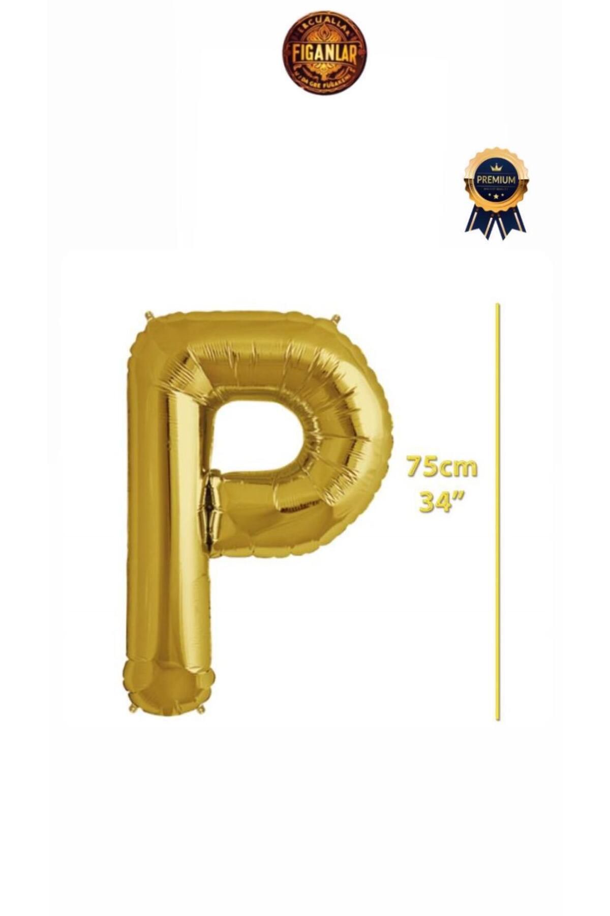 figanlar ambalaj 1.Kalite Folyo Balon P harfi Helyum Balon 75cm gold renk
