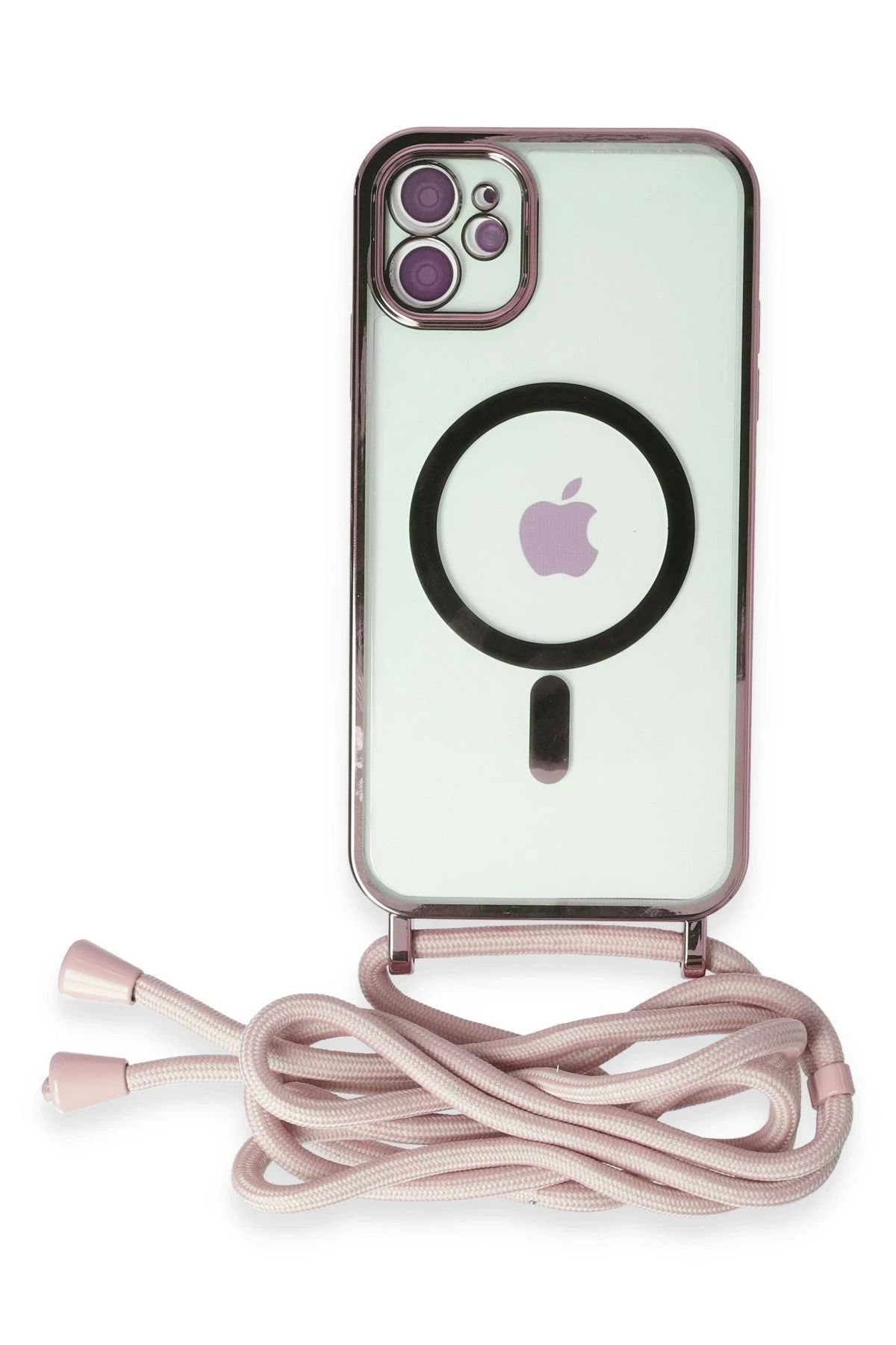 NewFace iPhone 11 Kılıf Divo Lazer Askılı Magsafe Kapak - Pembe YNSMR