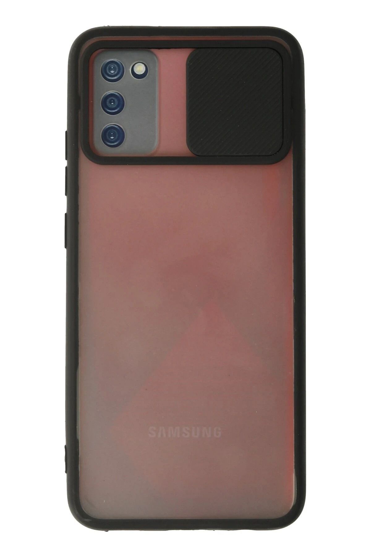 NewFace Samsung Galaxy A03S Kılıf Palm Buzlu Kamera Sürgülü Silikon - Siyah JOJUA