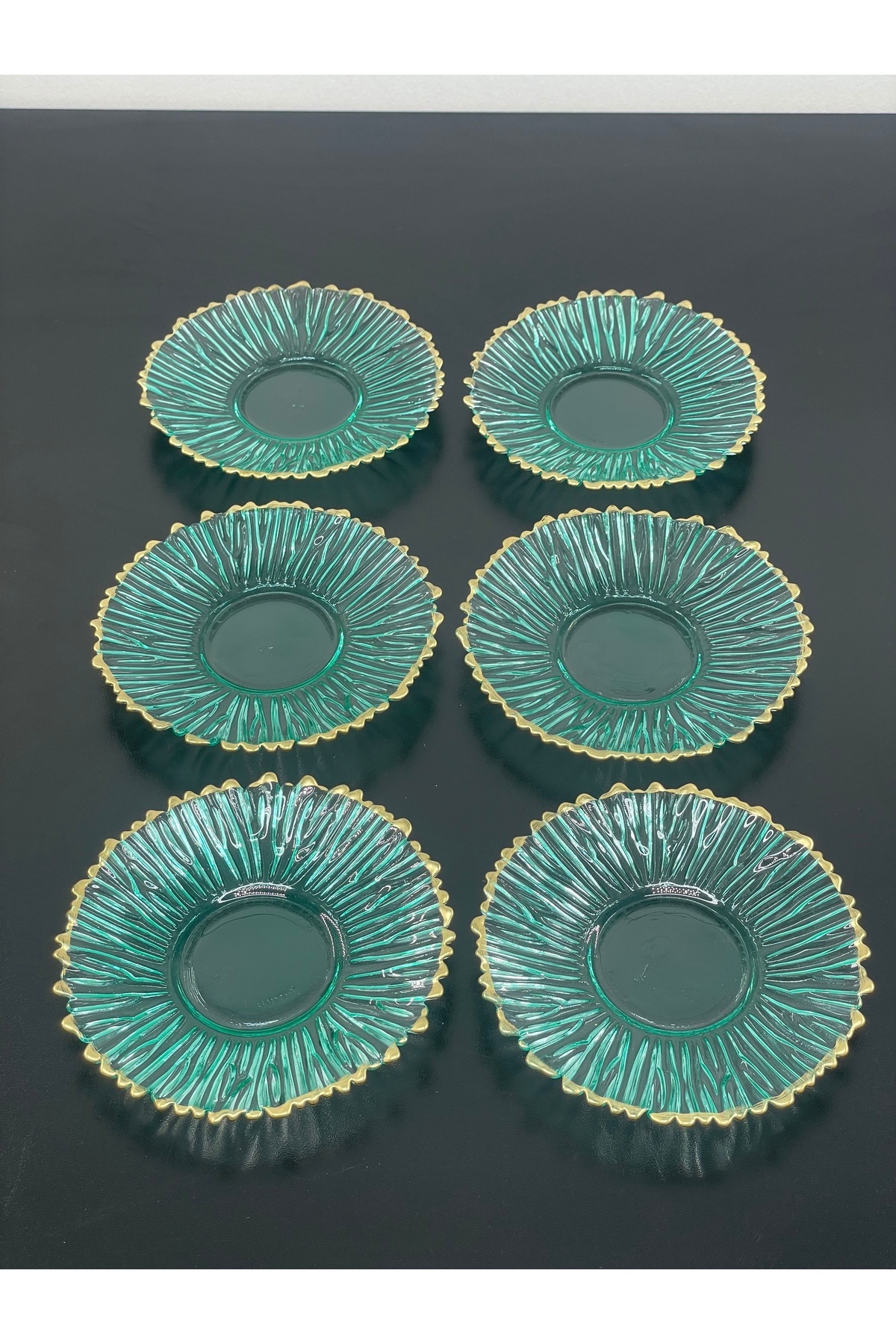 YzHome-6 Colorful Trend Special Design Crystal Gilded Glass Tea Plate Bowl Plate 2