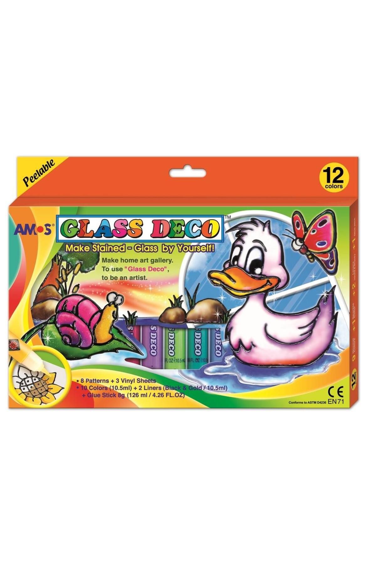 Amos Cam Boyama Setı-10,5 Ml X 12 Adet +8 Gr-Gd10p12r