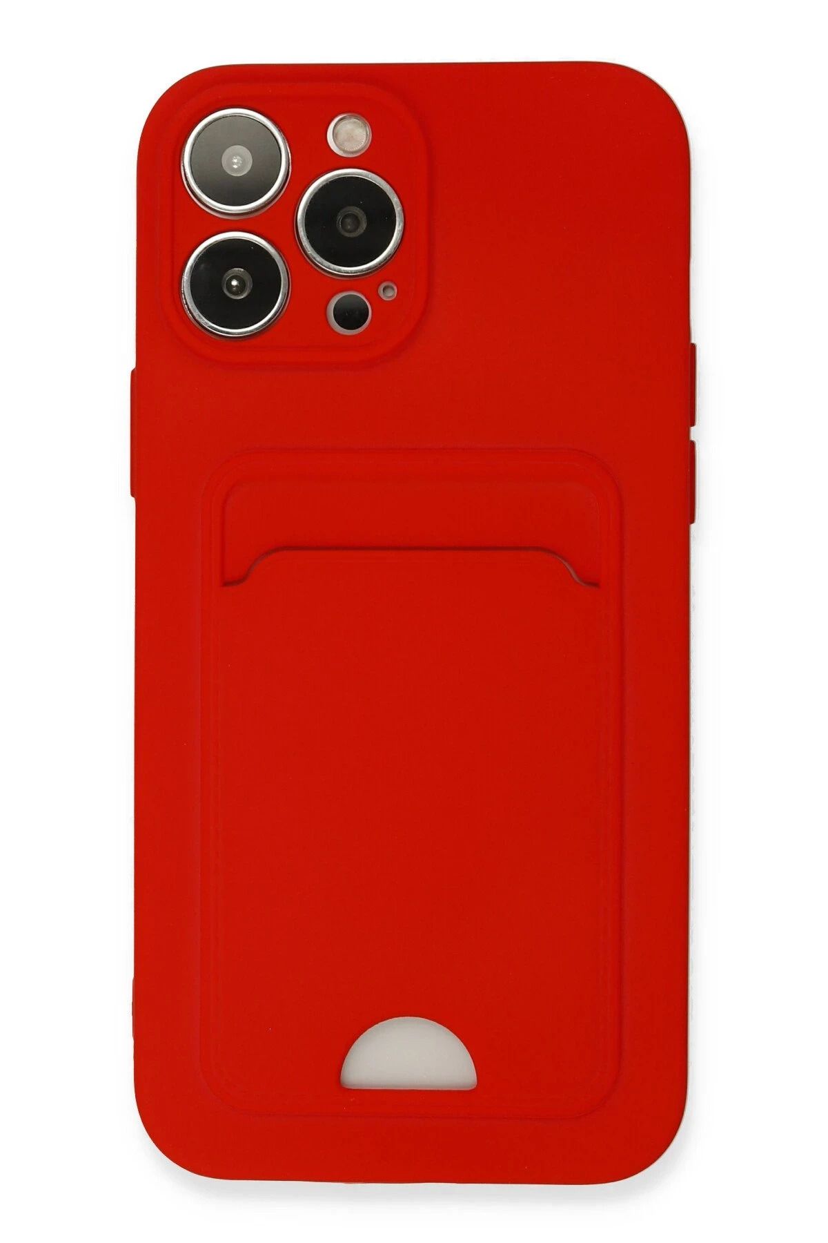 NewFace iPhone 13 Pro Max Kılıf Kelvin Kartvizitli Silikon - Kırmızı LZWDR