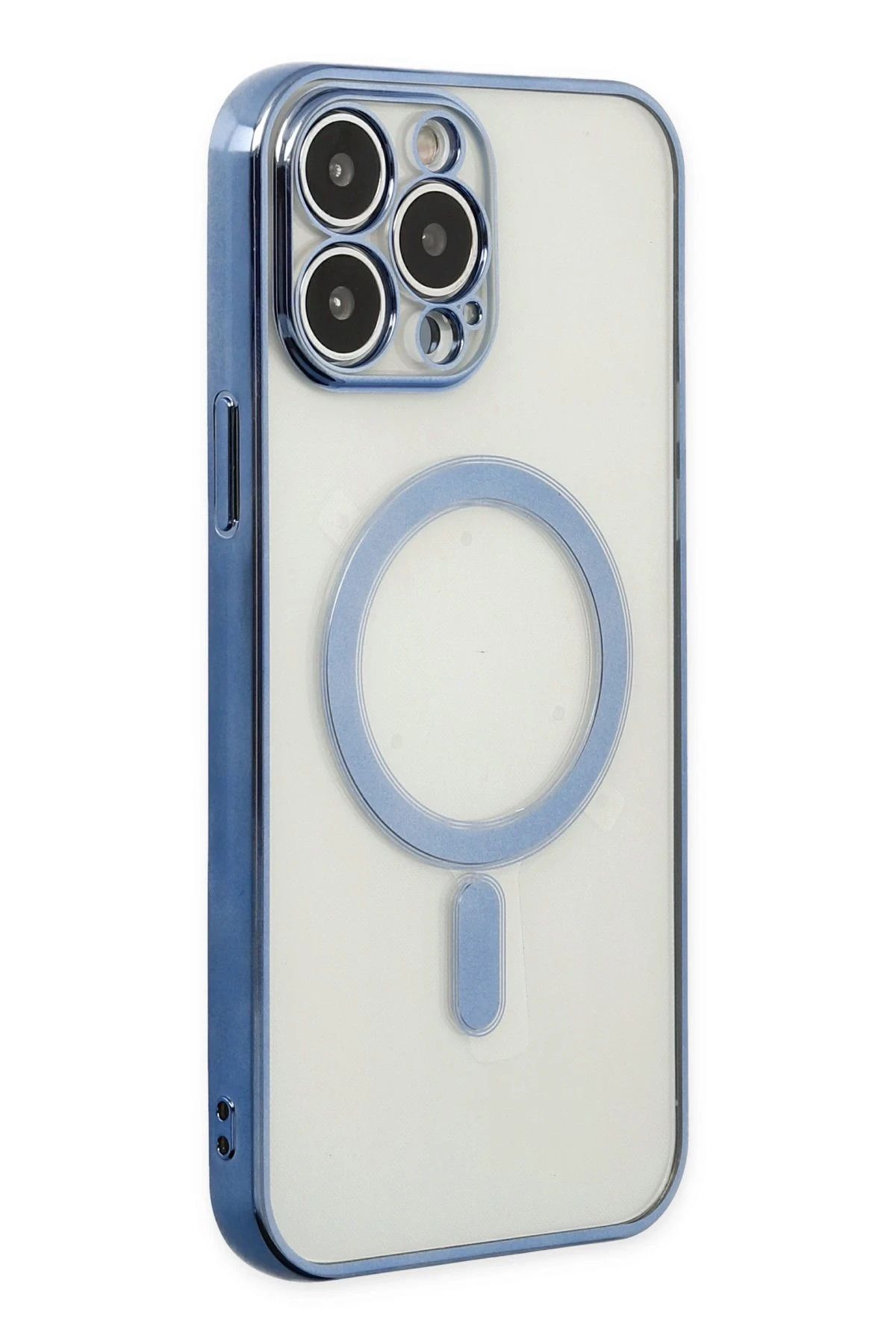 NewFace iPhone 14 Pro Max Kılıf Magneticsafe Lazer Silikon - Sierra Blue BSTMY