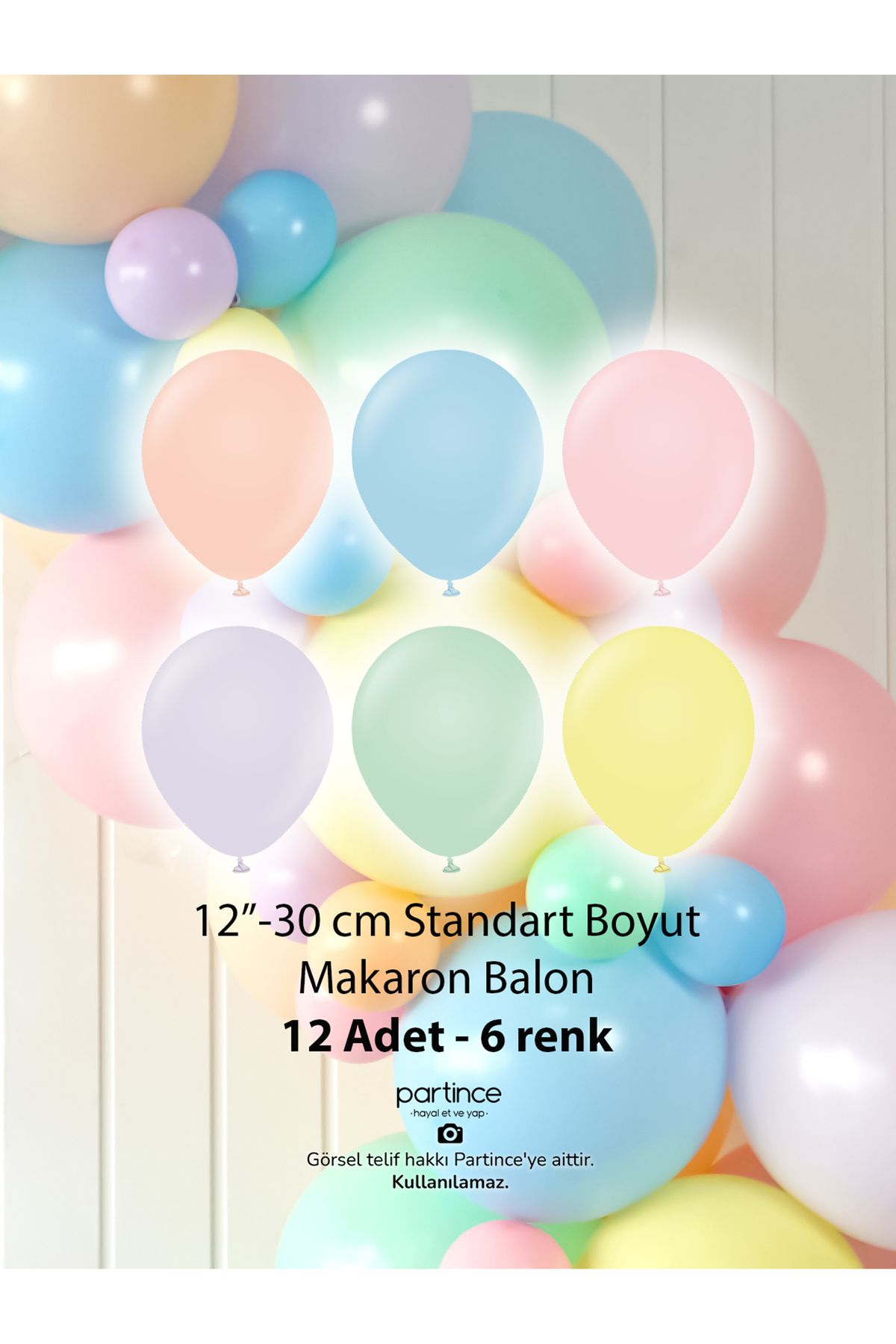 partince 12 Adet Standart Boy 12'' Karışım Balonlar