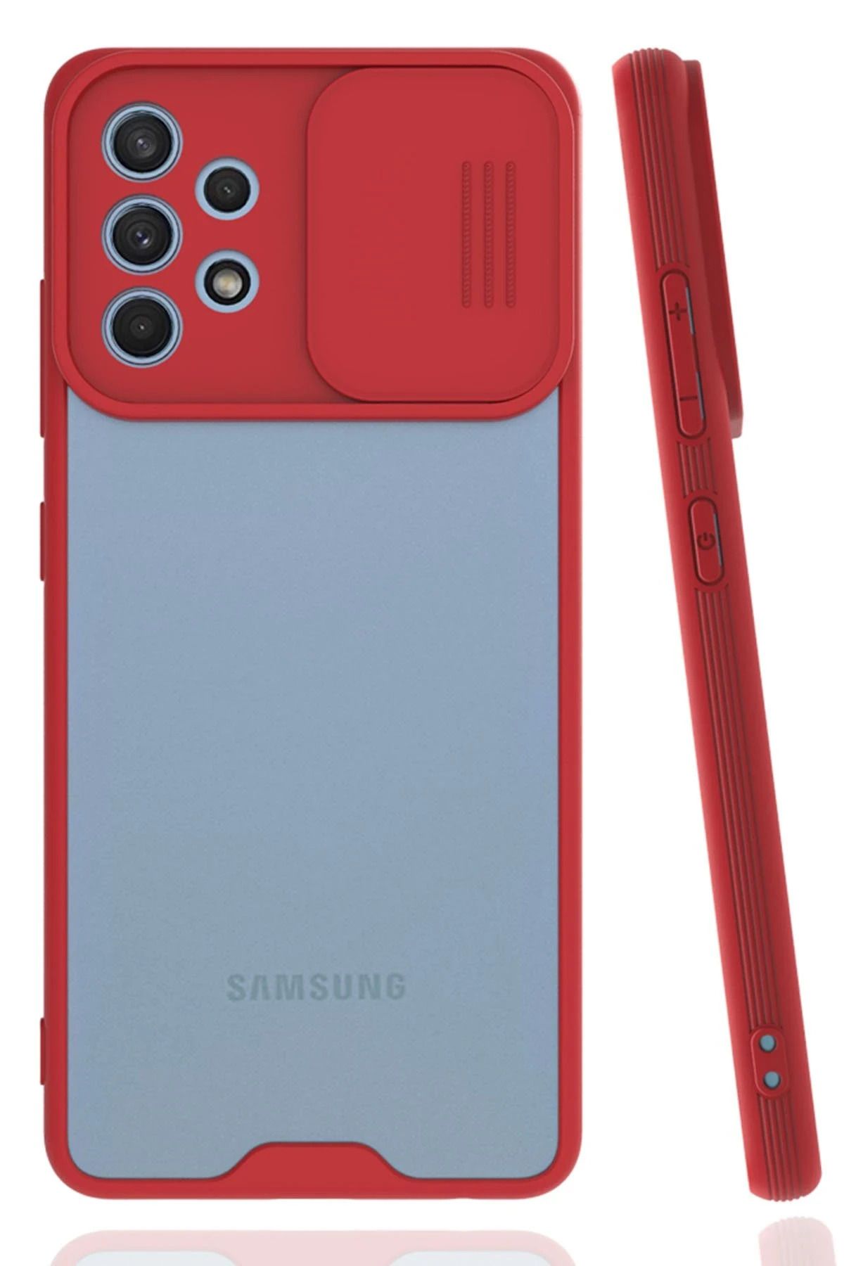 NewFace Samsung Galaxy A32 Kılıf Platin Kamera Koruma Silikon - Kırmızı JOJUA